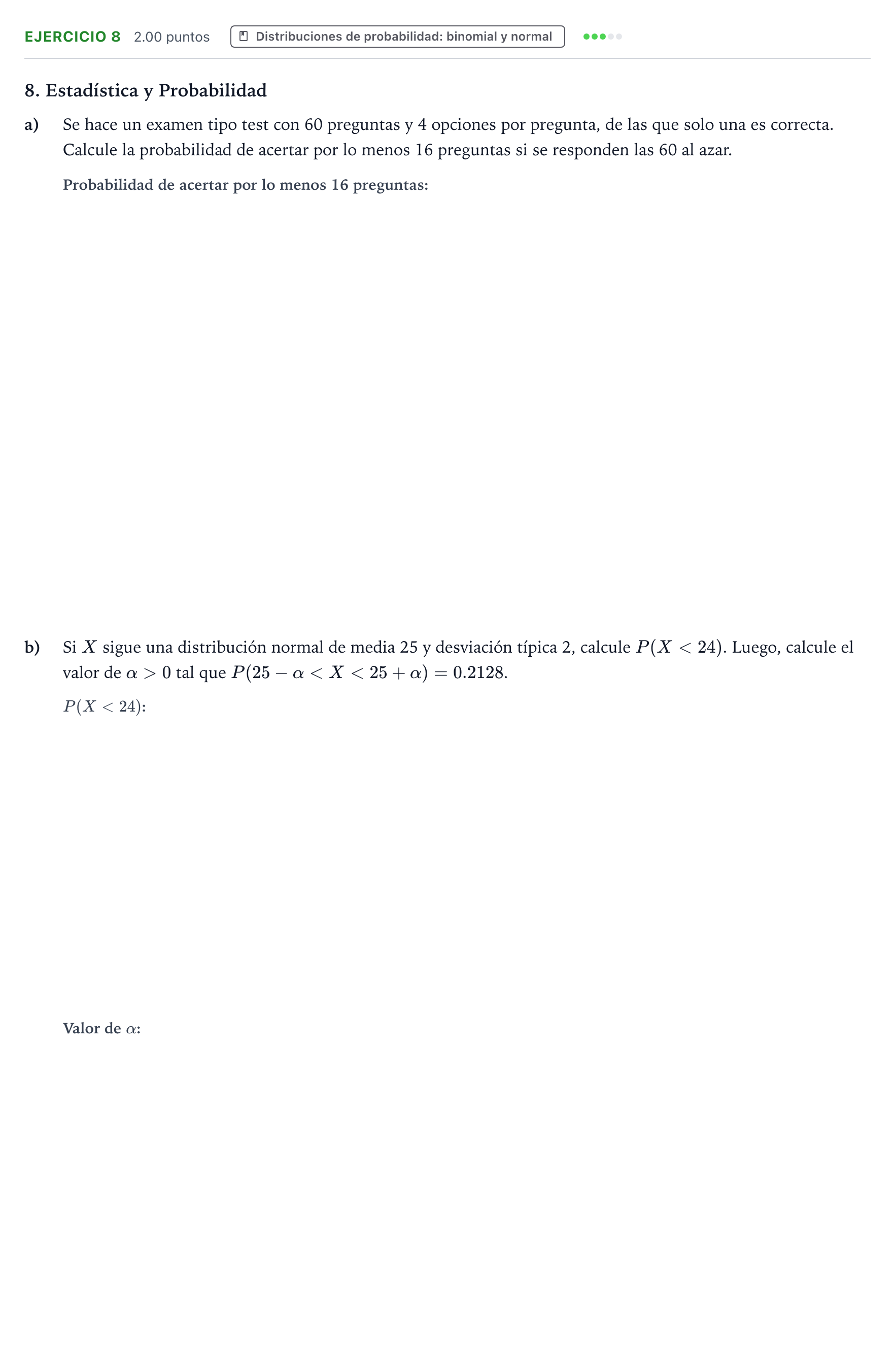 Enunciado: Problema 8 · Matemáticas II PAU Galicia Extraordinaria 2022