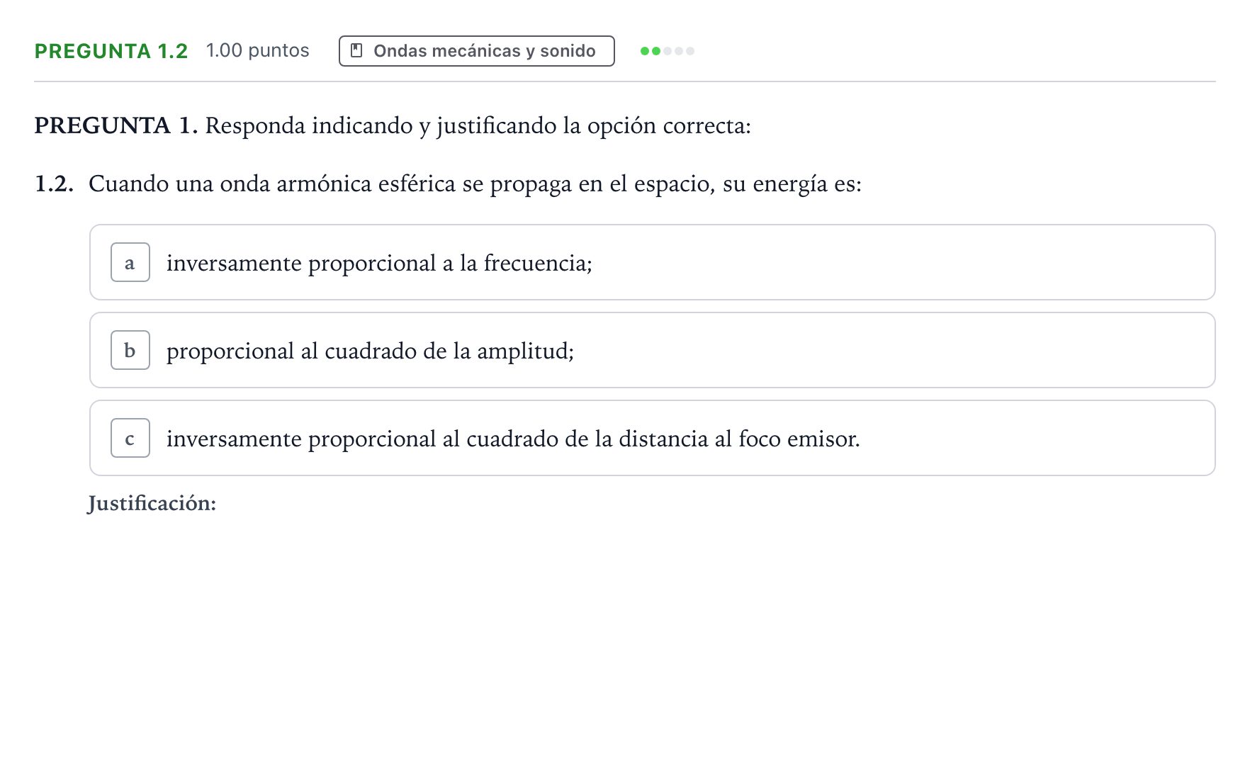 Enunciado: Pregunta 1.2 · Física PAU Galicia Ordinaria 2022