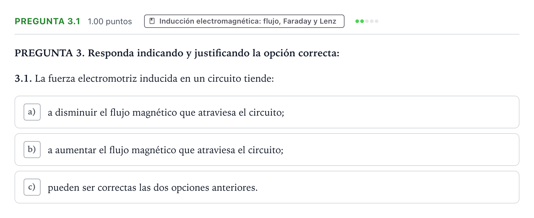 Enunciado: Pregunta 3.1 · Física PAU Galicia Ordinaria 2022
