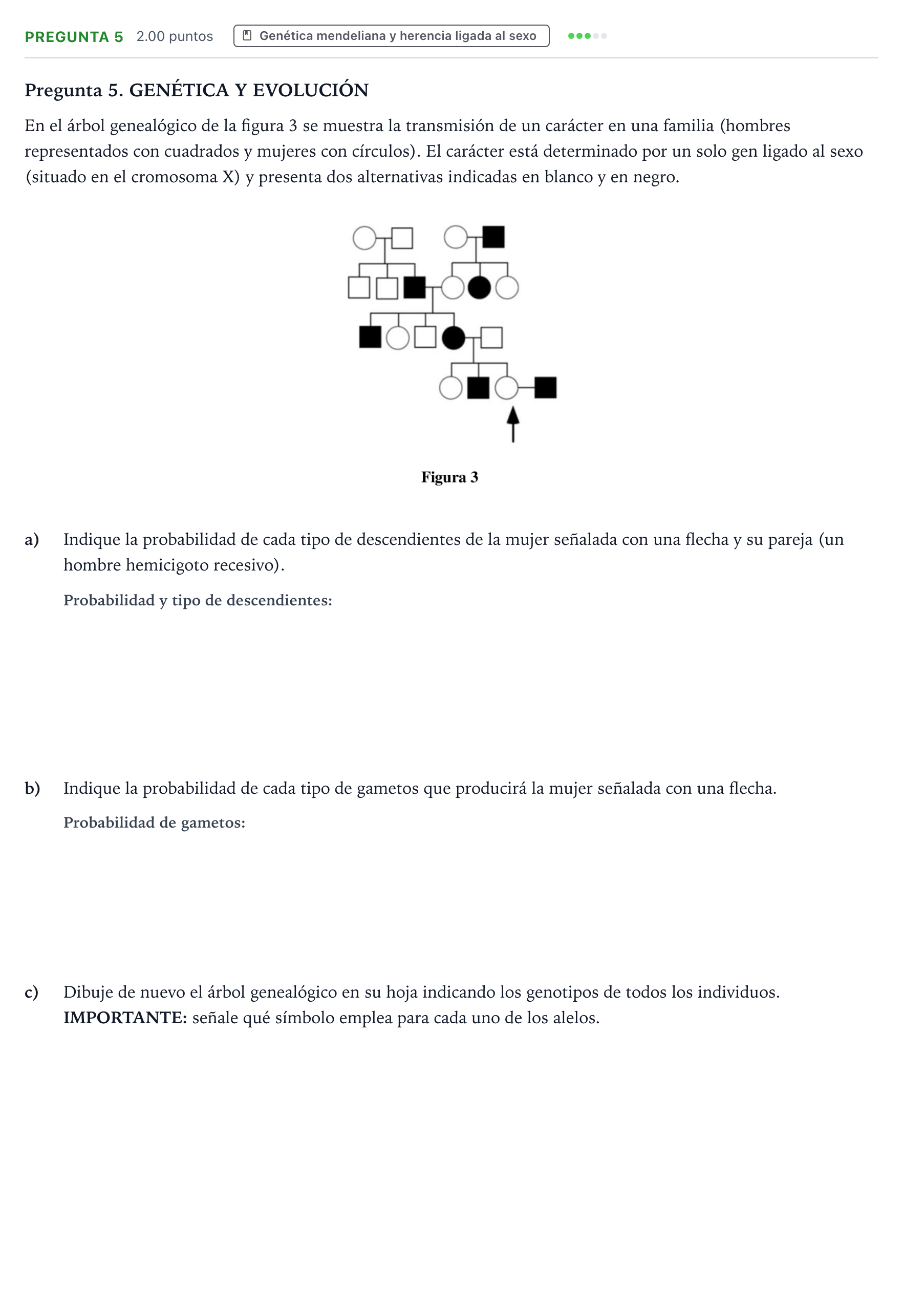 Enunciado: Pregunta 5 · Biología PAU Galicia Extraordinaria 2022