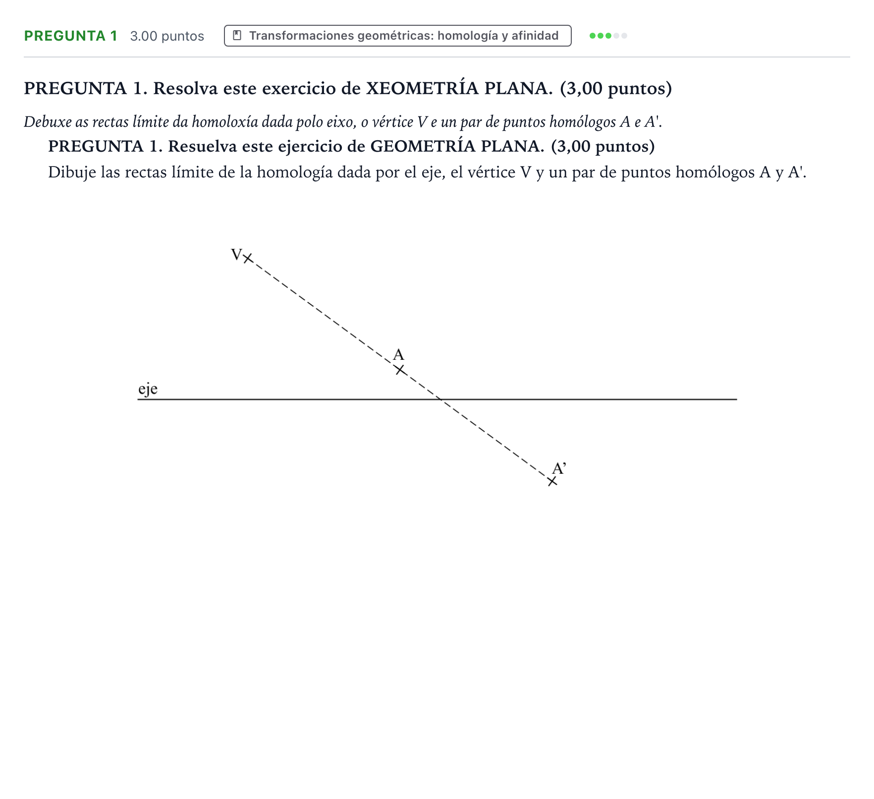 Enunciado: Pregunta 1 · Dibujo técnico II PAU Galicia Extraordinaria 2022