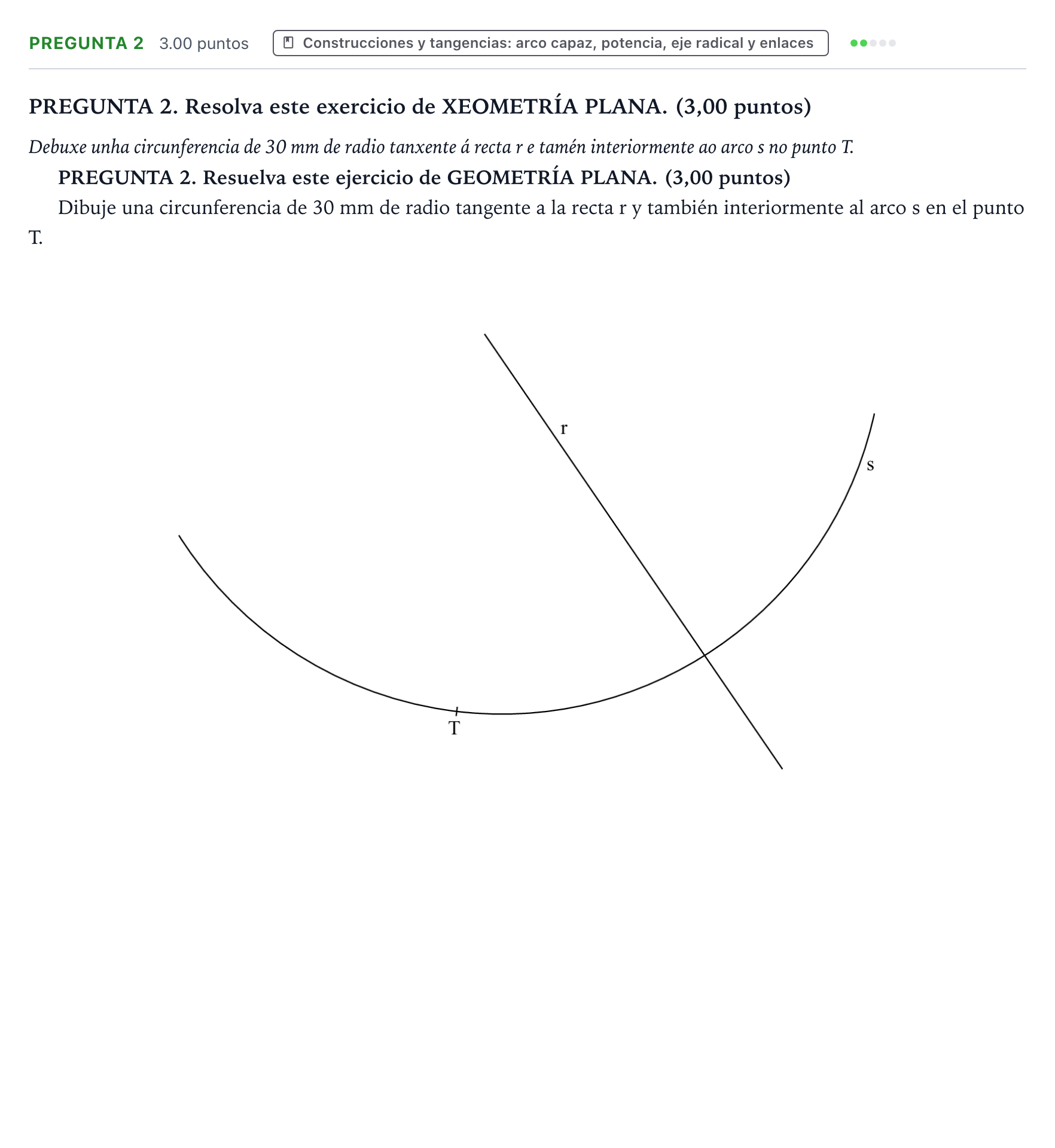 Enunciado: Pregunta 2 · Dibujo técnico II PAU Galicia Extraordinaria 2022