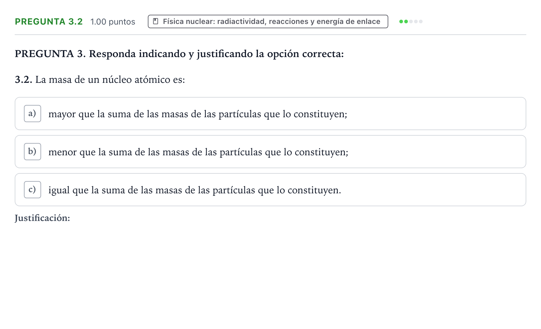 Enunciado: Pregunta 3.2 · Física PAU Galicia Extraordinaria 2022