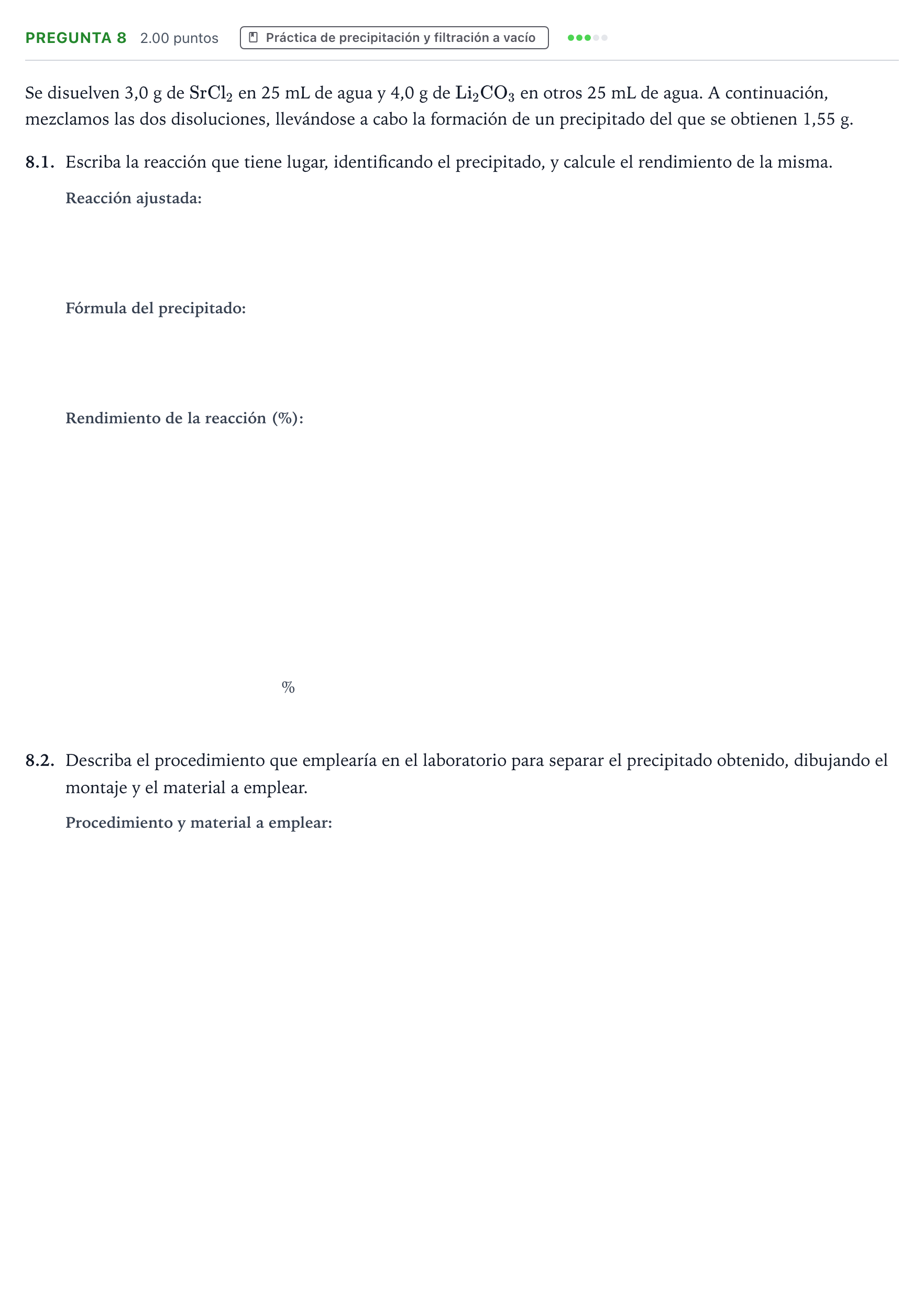Enunciado: Pregunta 8 · Química PAU Galicia Ordinaria 2022