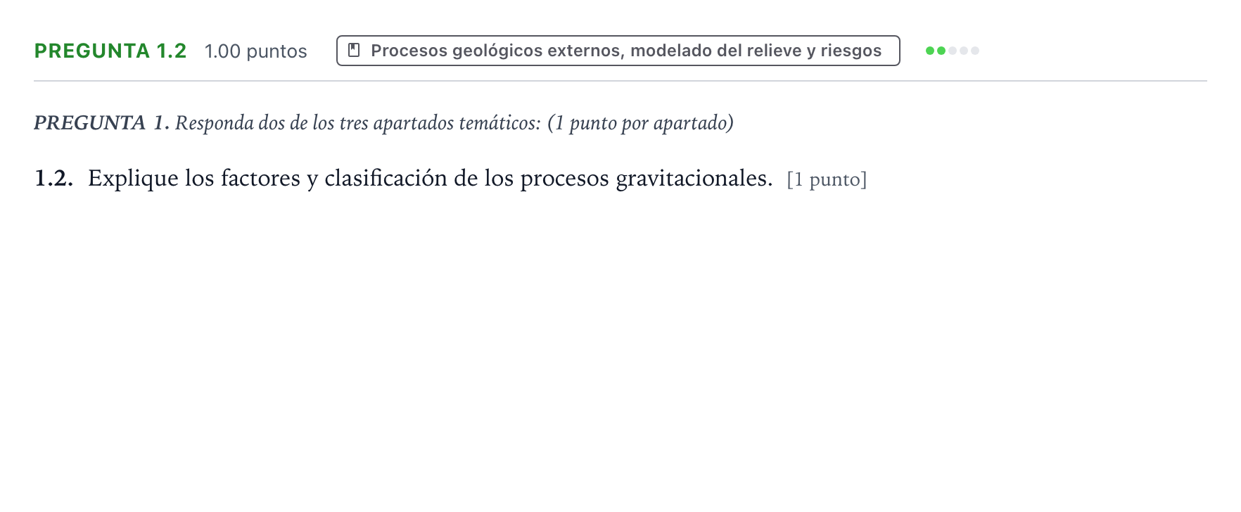 Enunciado: Pregunta 1.2 · Geología y Ciencias Ambientales PAU Galicia Ordinaria 2022