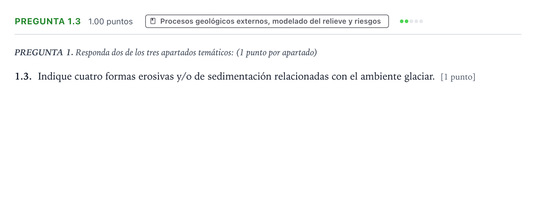 Enunciado: Pregunta 1.3 · Geología y Ciencias Ambientales PAU Galicia Ordinaria 2022