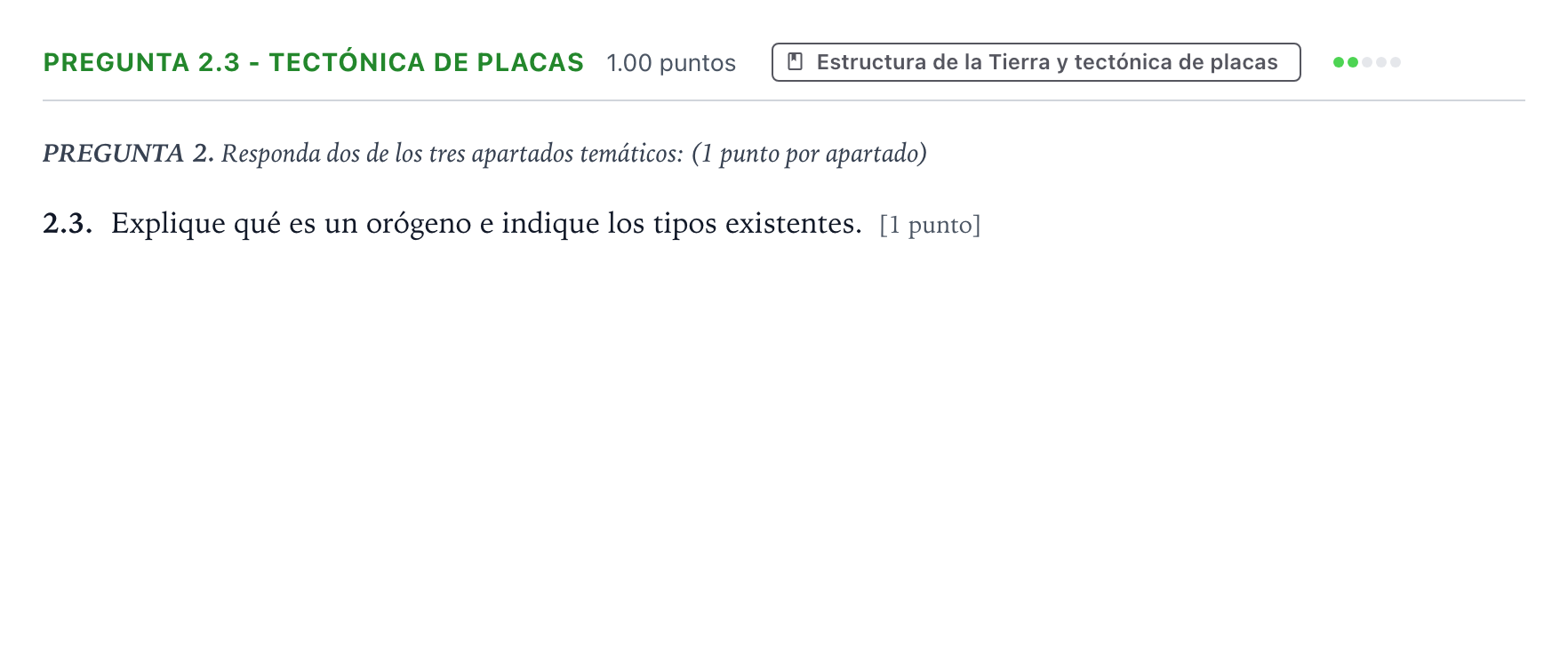 Enunciado: Pregunta 2.3 - Tectónica de placas · Geología y Ciencias Ambientales PAU Galicia Ordinaria 2022