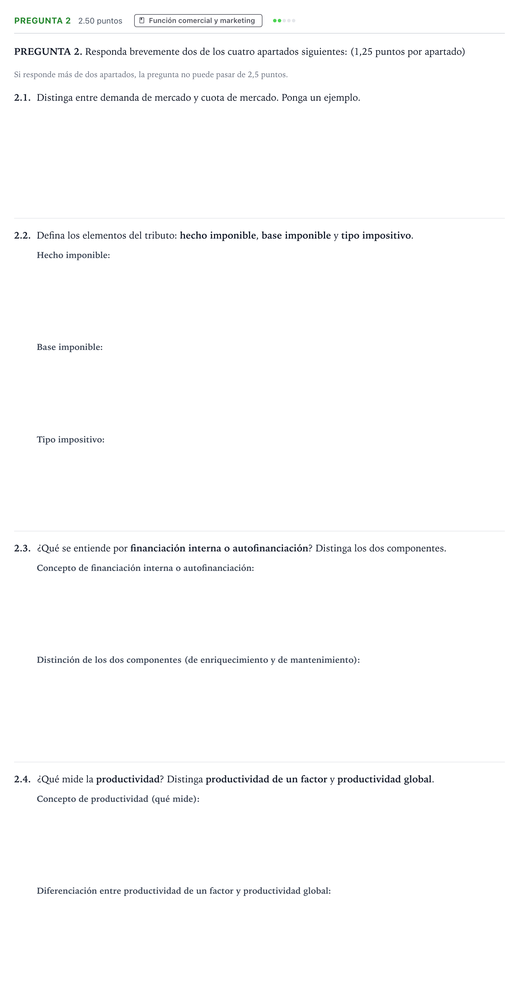 Enunciado: Pregunta 2 · Empresa y Diseño de Modelos de Negocio PAU Galicia Ordinaria 2022