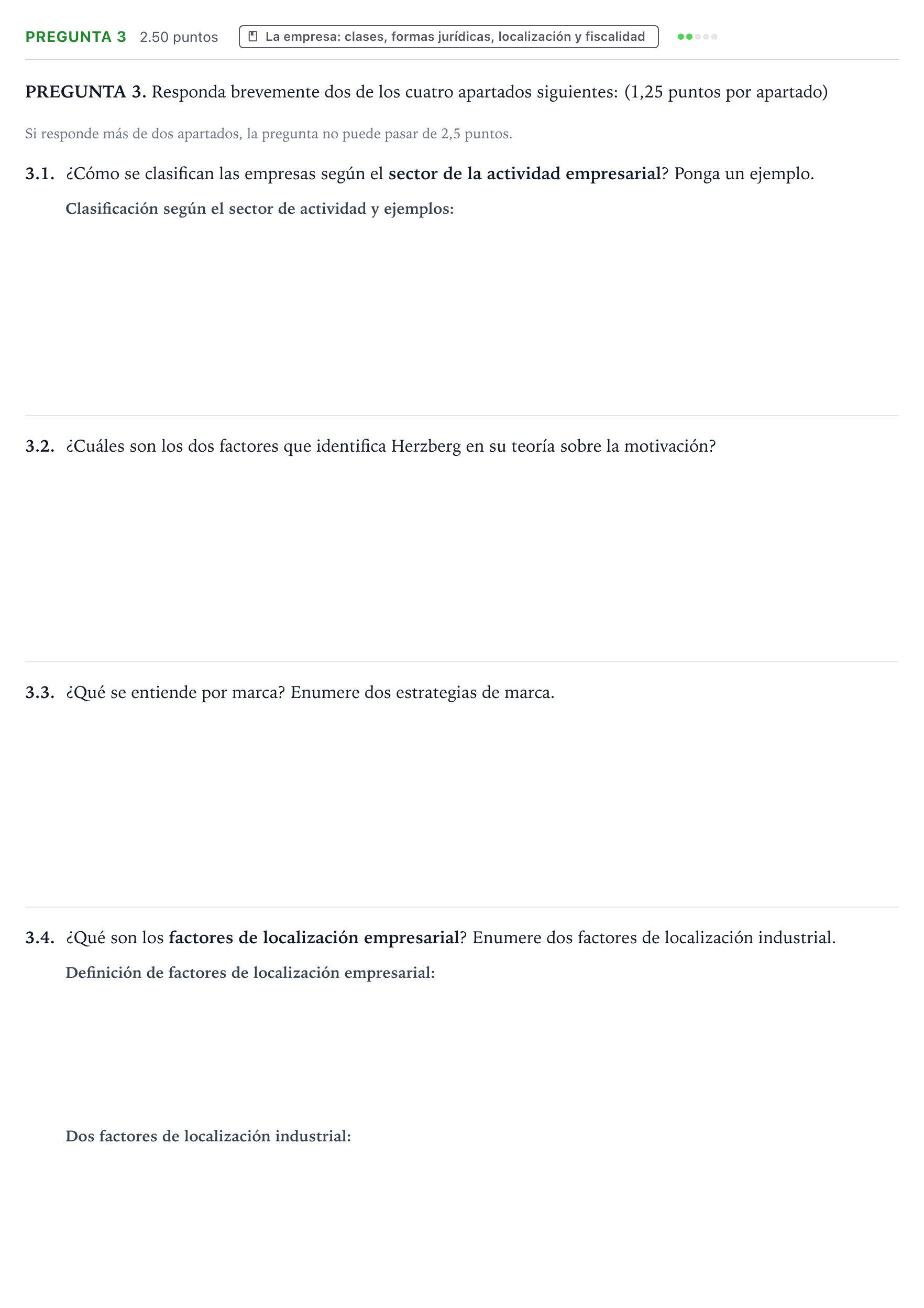 Enunciado: Pregunta 3 · Empresa y Diseño de Modelos de Negocio PAU Galicia Ordinaria 2022