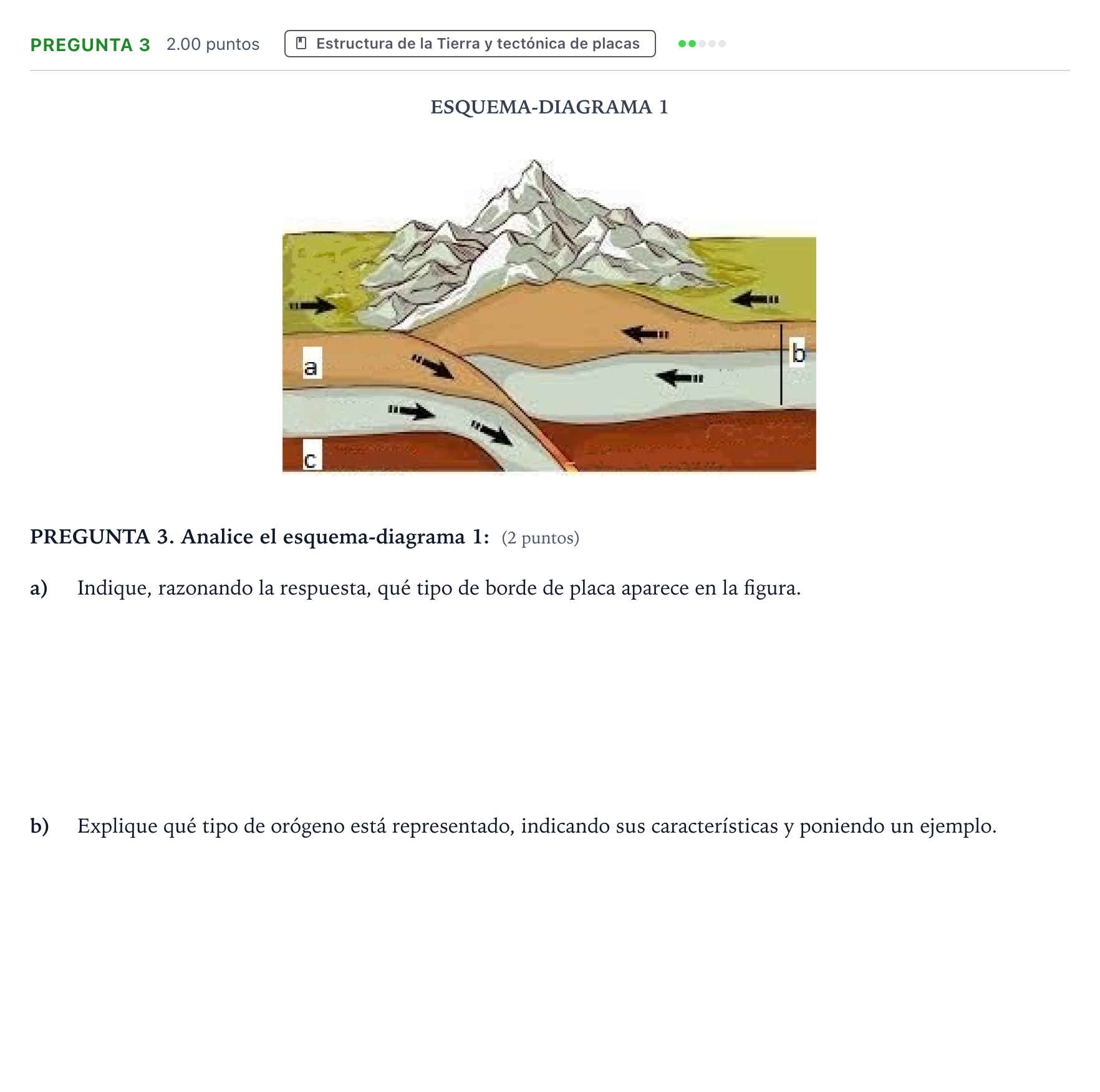 Enunciado: Pregunta 3 · Geología y Ciencias Ambientales PAU Galicia Extraordinaria 2022