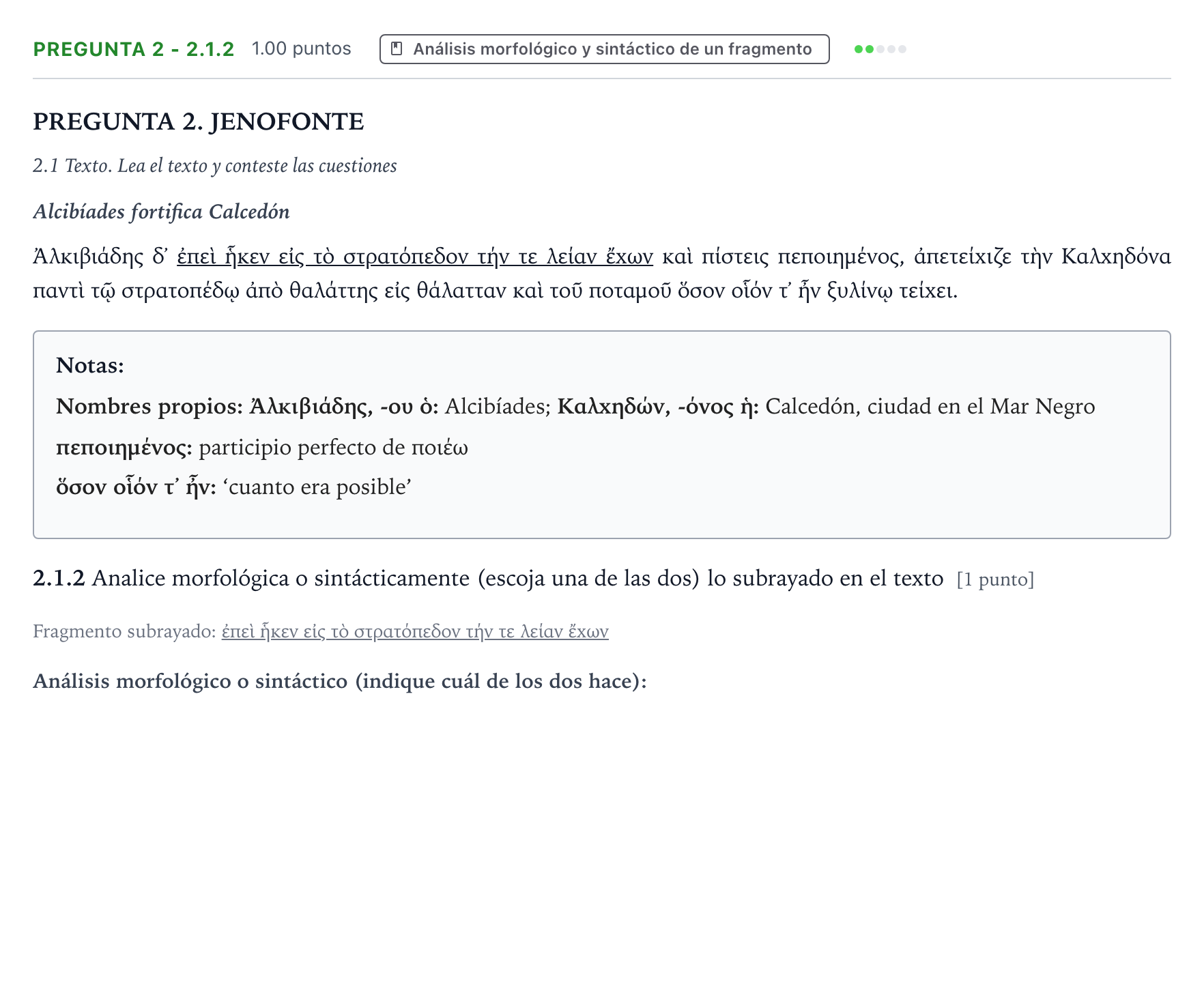 Enunciado: Pregunta 2 - 2.1.2 · Griego II PAU Galicia Ordinaria 2022