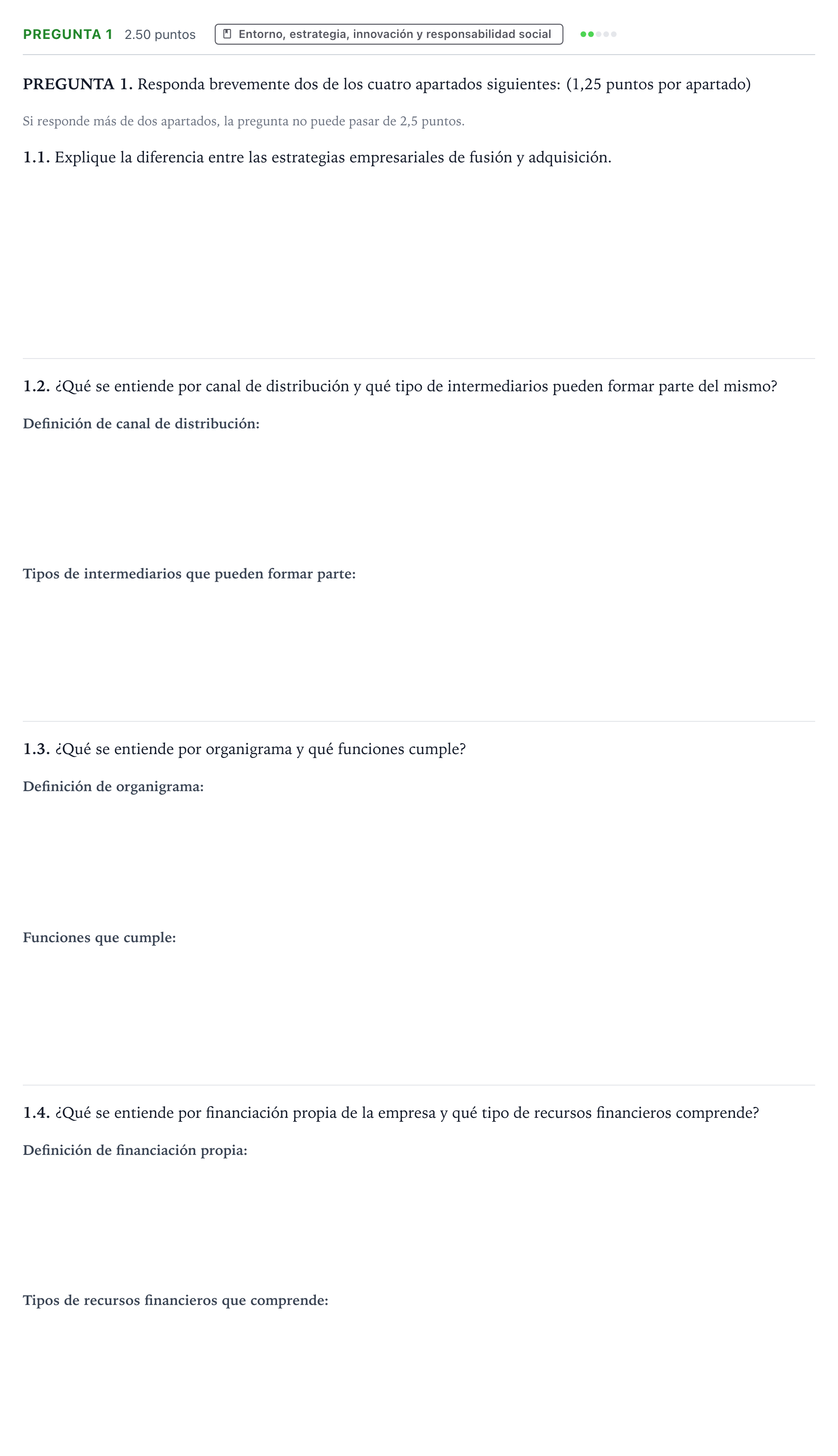 Enunciado: Pregunta 1 · Empresa y Diseño de Modelos de Negocio PAU Galicia Extraordinaria 2022