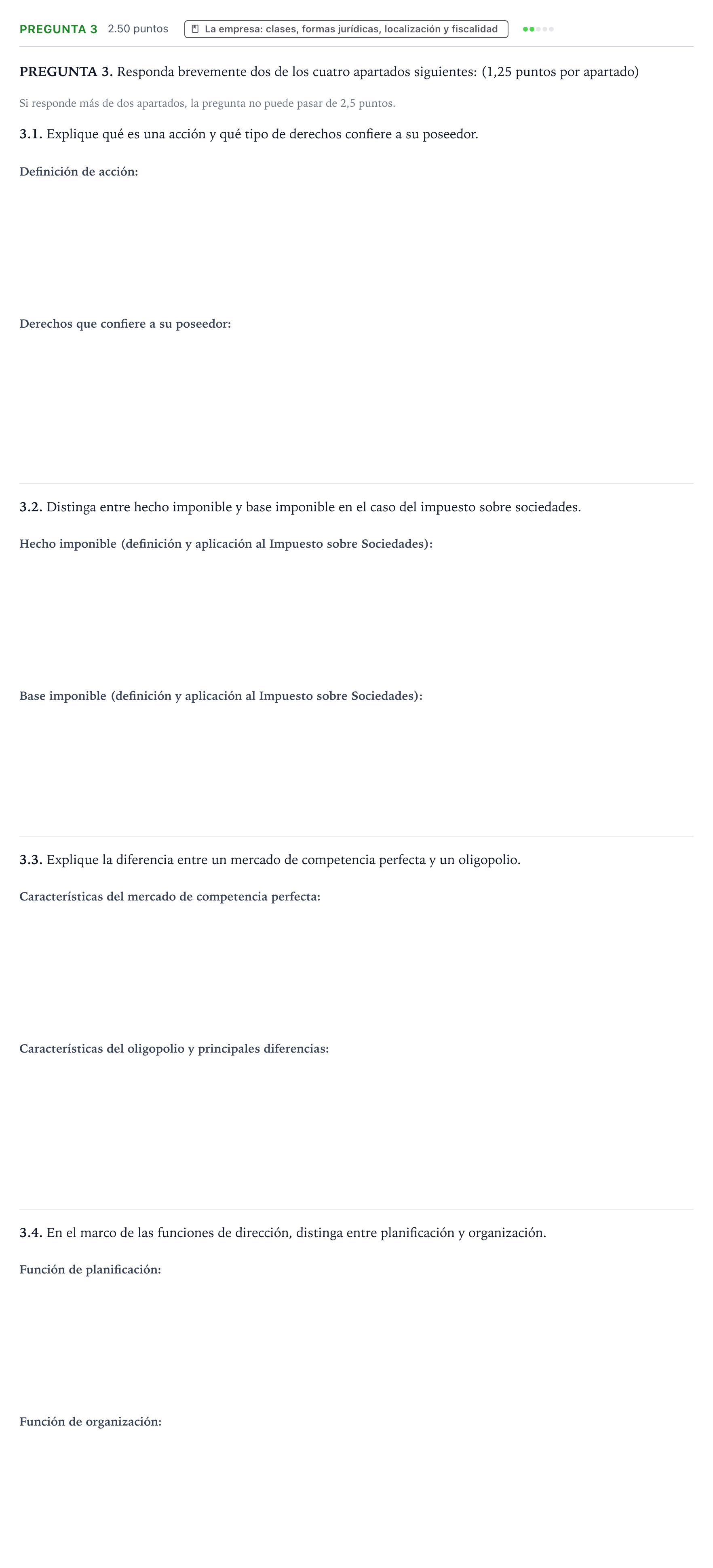 Enunciado: Pregunta 3 · Empresa y Diseño de Modelos de Negocio PAU Galicia Extraordinaria 2022