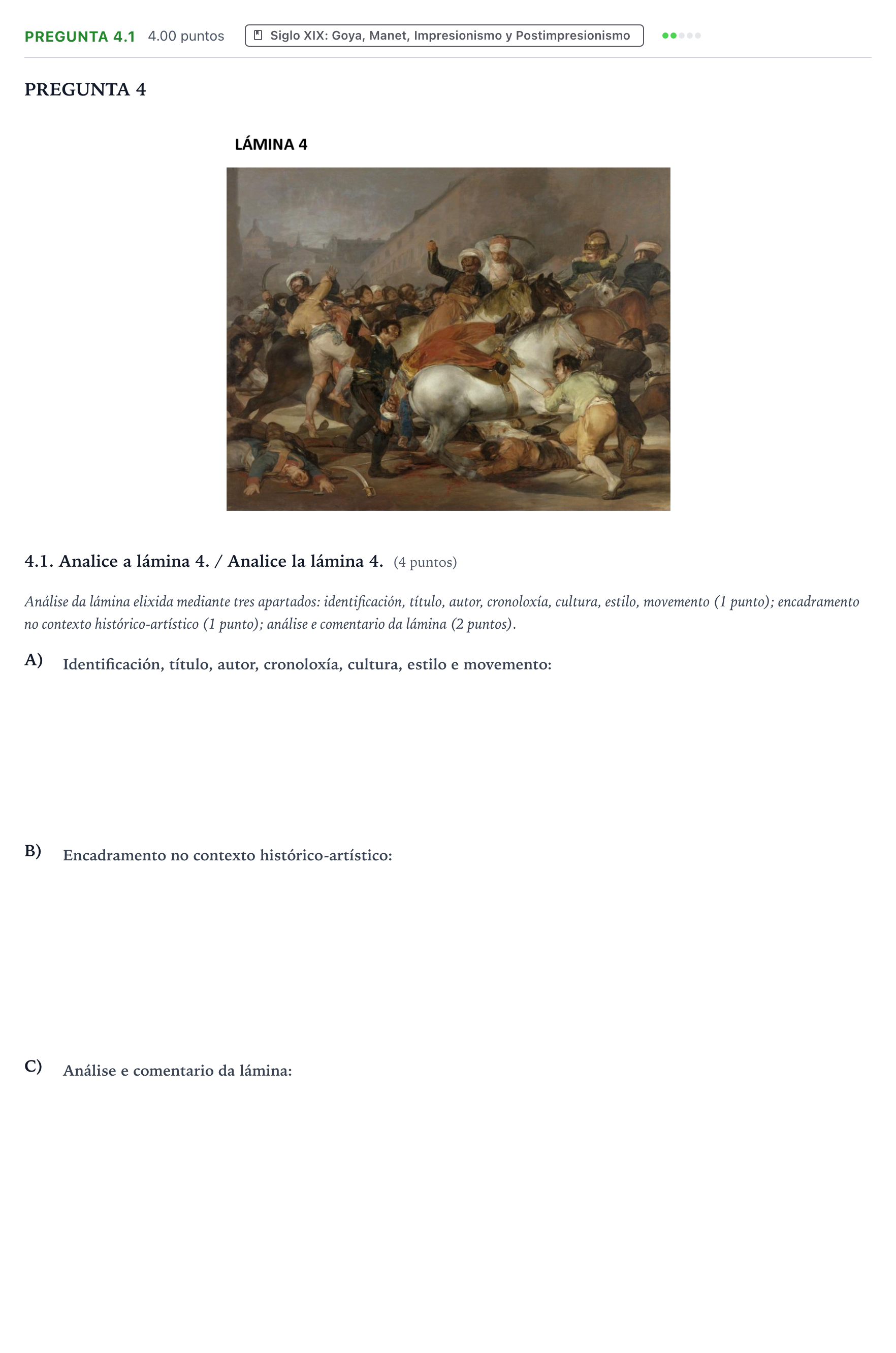 Enunciado: Pregunta 4.1 · Historia del Arte PAU Galicia Ordinaria 2022