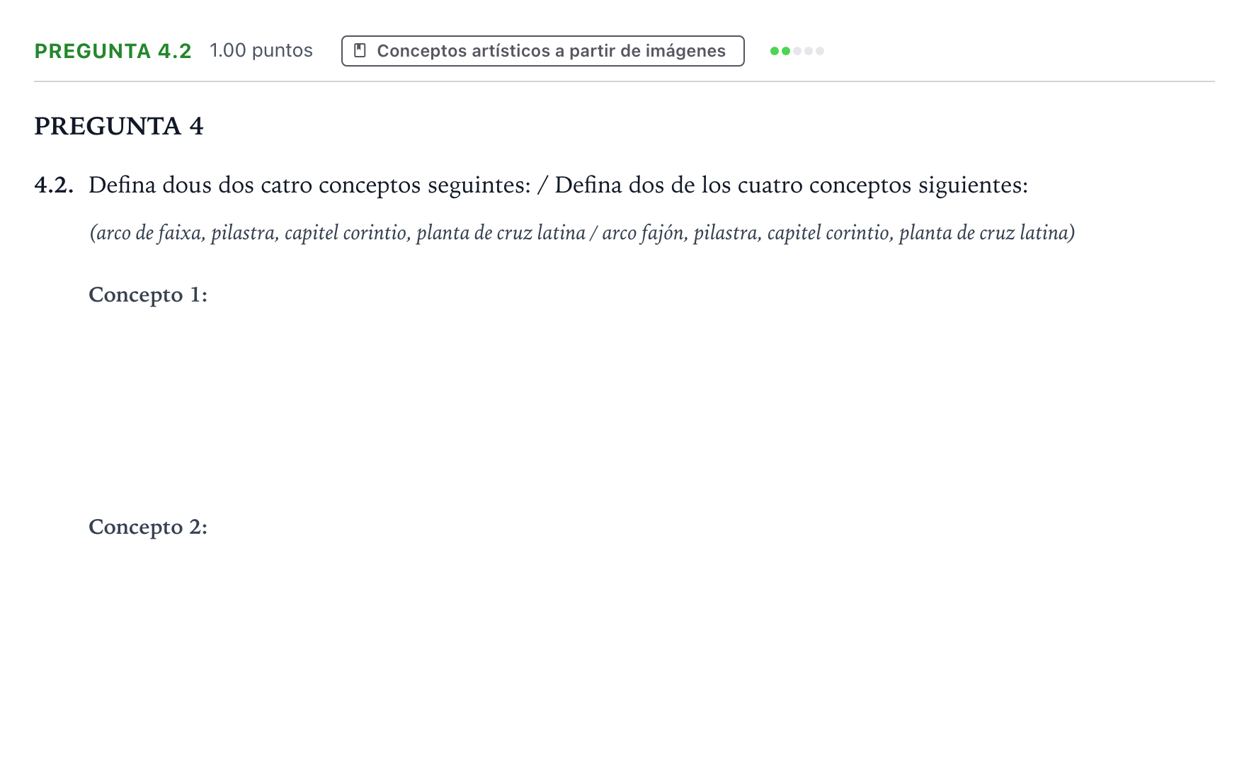 Enunciado: Pregunta 4.2 · Historia del Arte PAU Galicia Ordinaria 2022