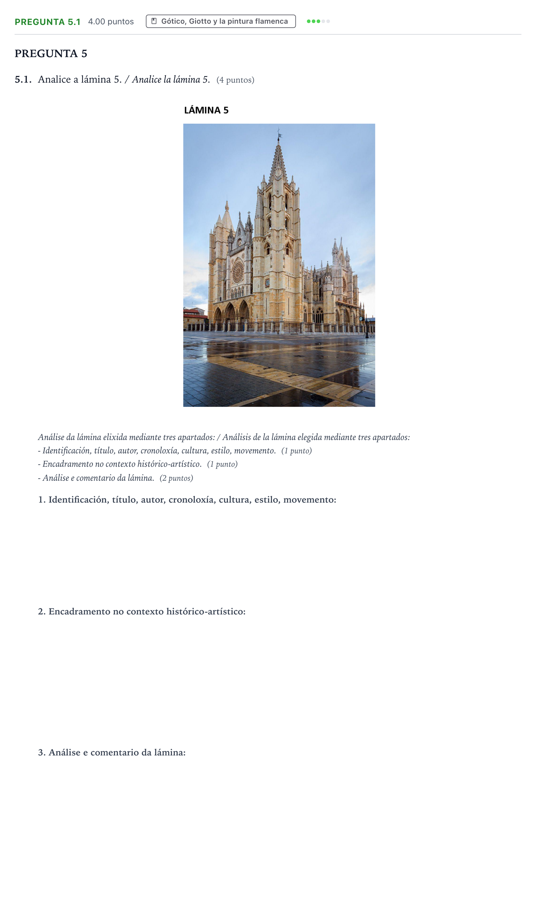 Enunciado: Pregunta 5.1 · Historia del Arte PAU Galicia Ordinaria 2022