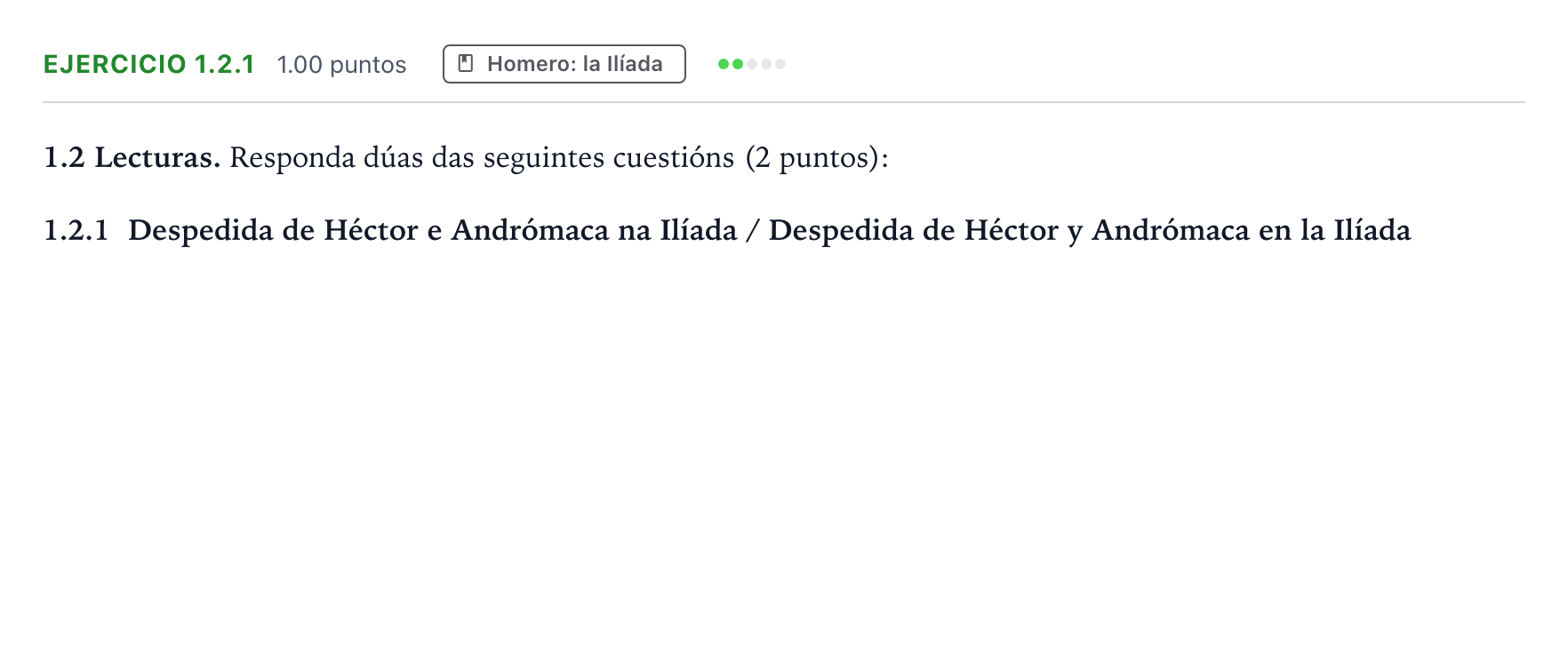 Enunciado: Ejercicio 1.2.1 · Griego II PAU Galicia Extraordinaria 2022