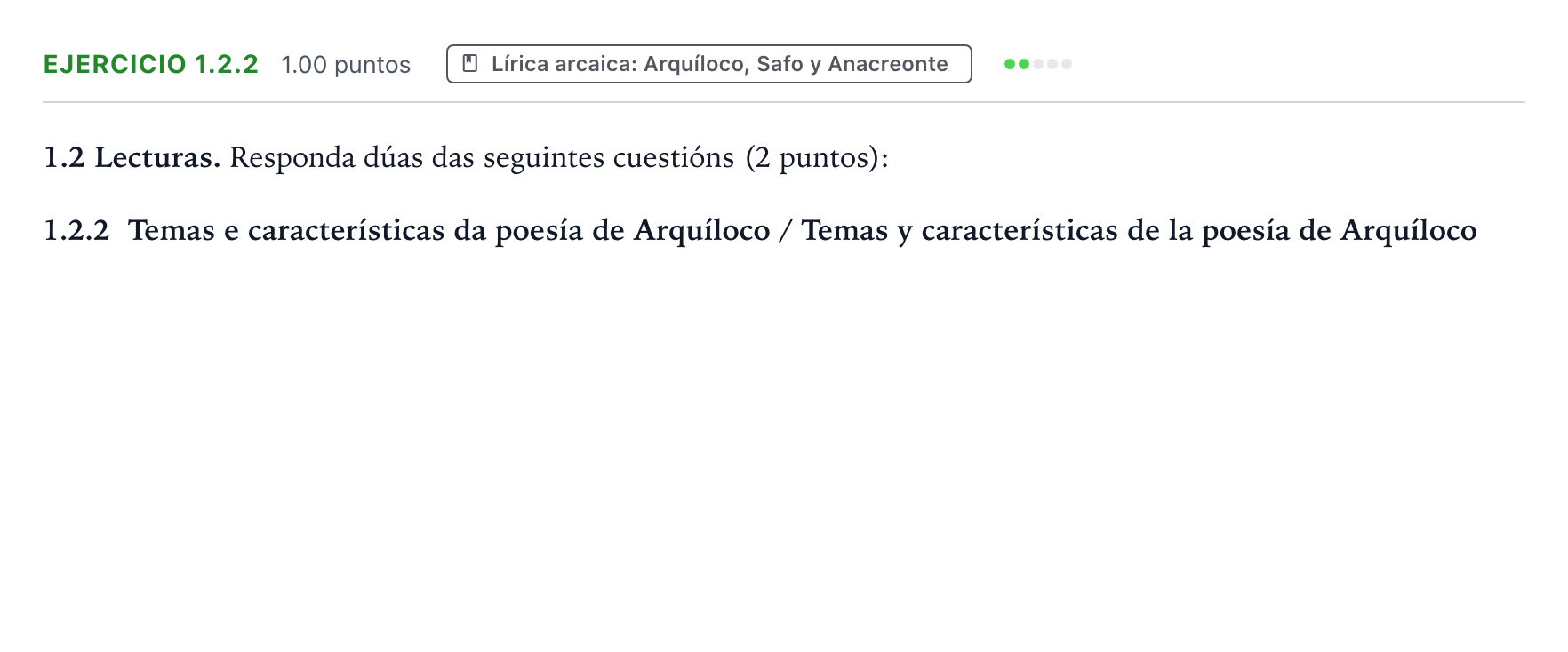 Enunciado: Ejercicio 1.2.2 · Griego II PAU Galicia Extraordinaria 2022