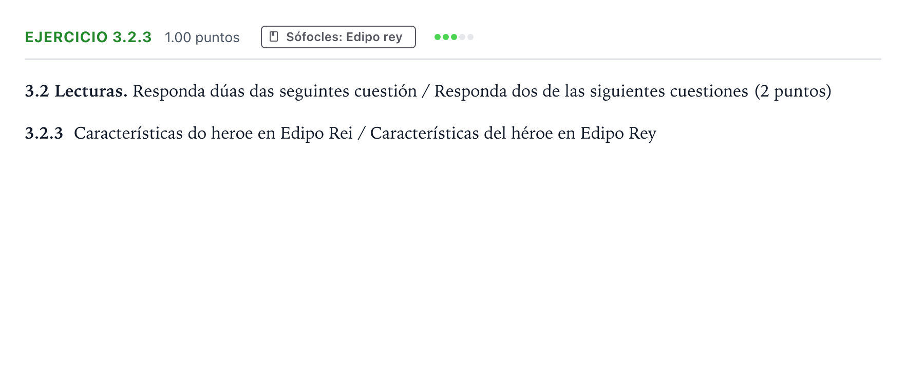 Enunciado: Ejercicio 3.2.3 · Griego II PAU Galicia Extraordinaria 2022