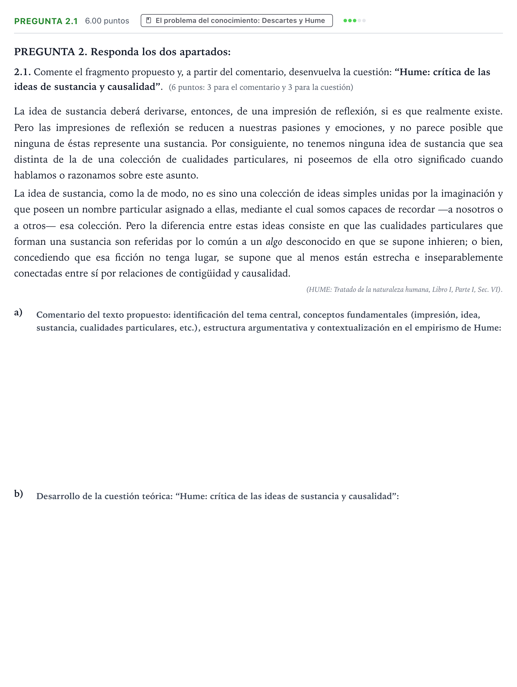 Enunciado: Pregunta 2.1 · Historia de la Filosofía PAU Galicia Ordinaria 2022