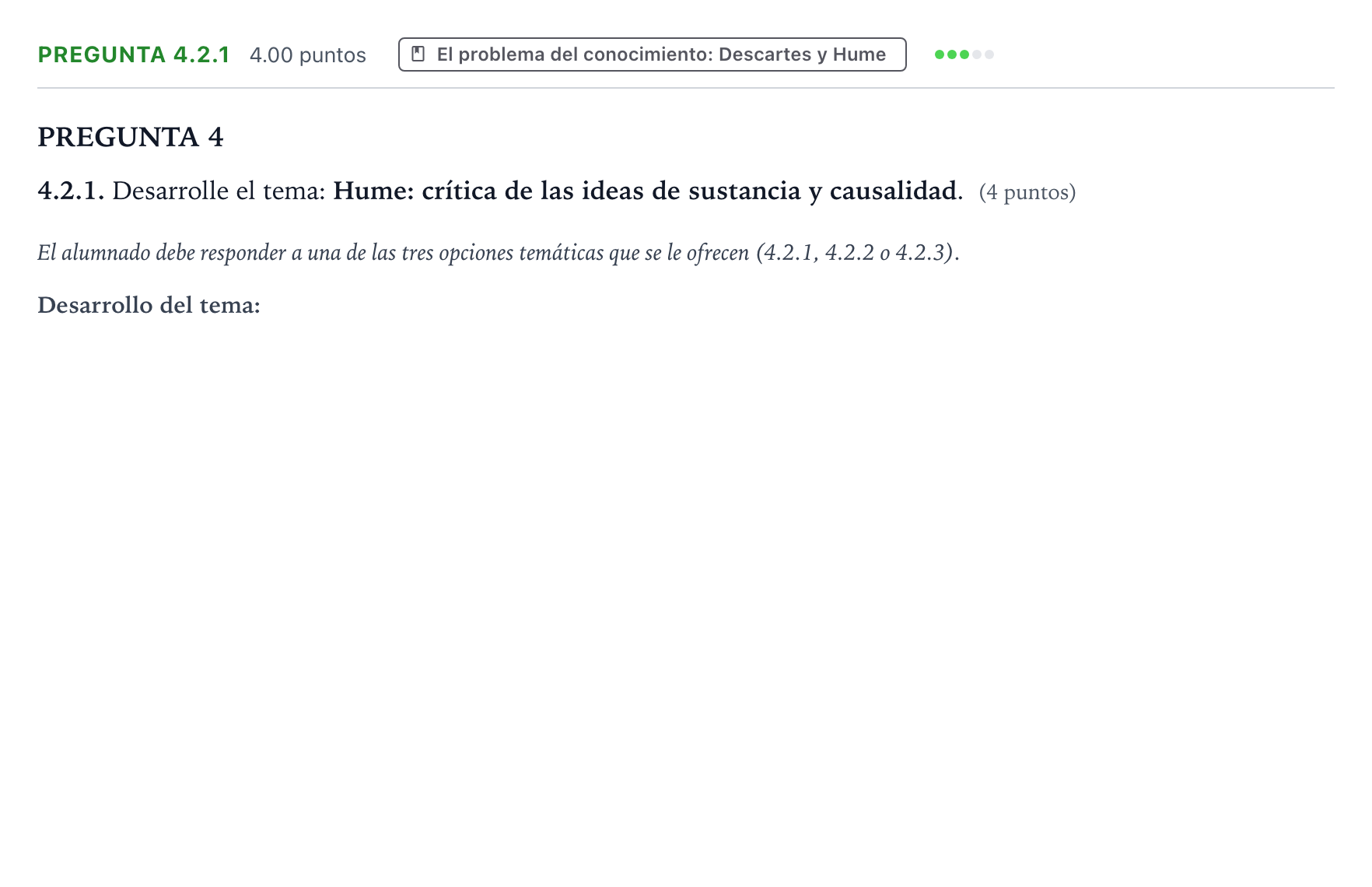 Enunciado: Pregunta 4.2.1 · Historia de la Filosofía PAU Galicia Ordinaria 2022