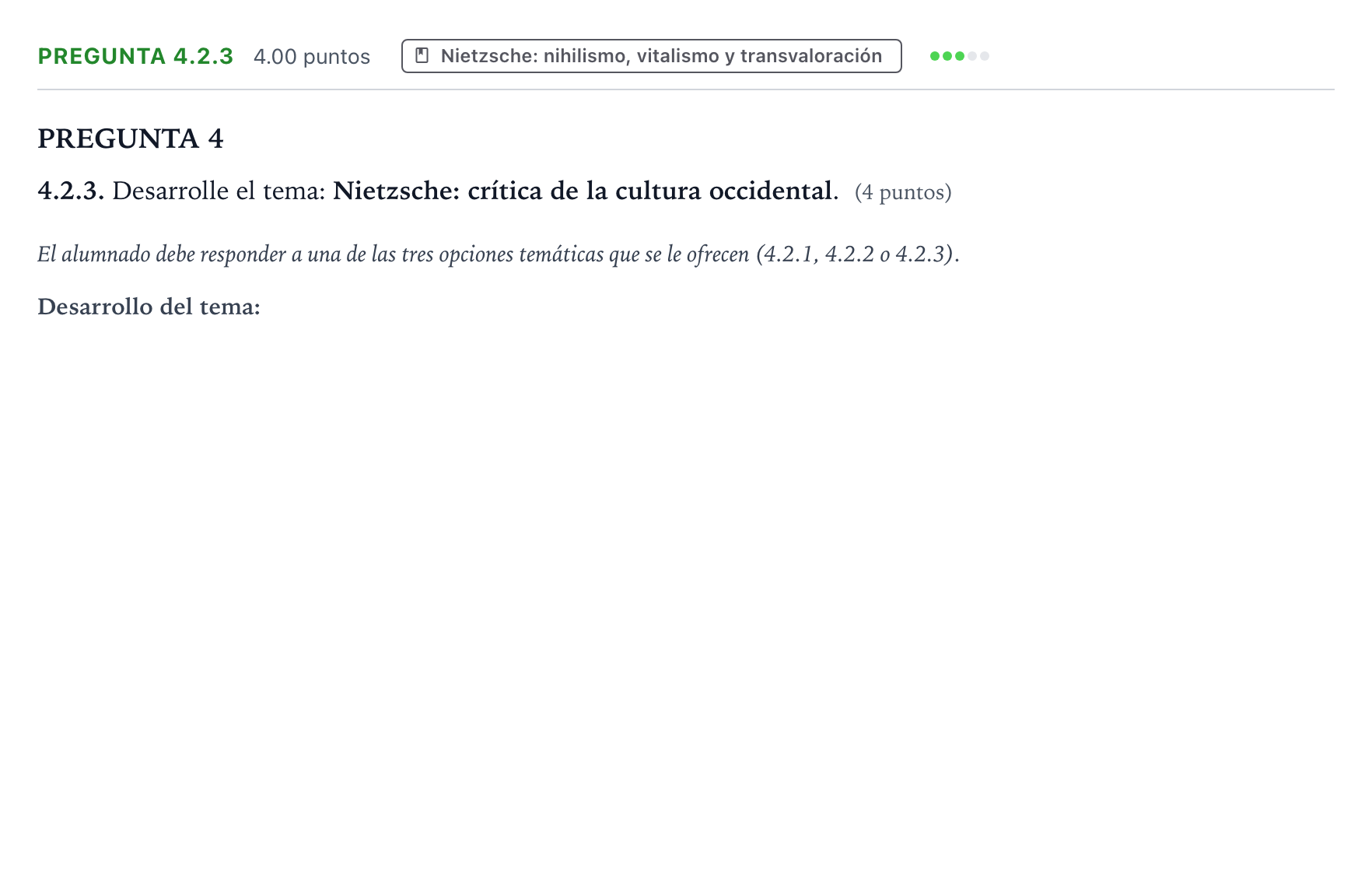 Enunciado: Pregunta 4.2.3 · Historia de la Filosofía PAU Galicia Ordinaria 2022
