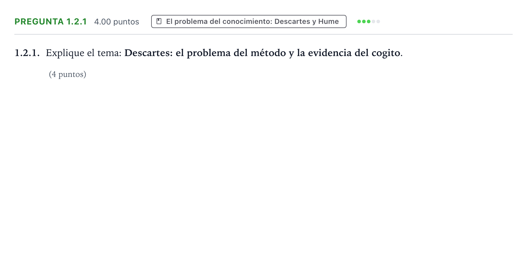 Enunciado: Pregunta 1.2.1 · Historia de la Filosofía PAU Galicia Extraordinaria 2022