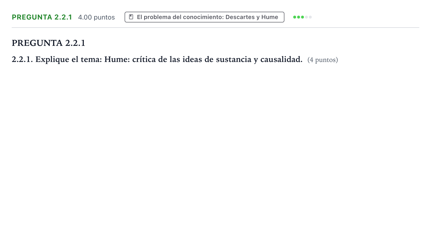 Enunciado: Pregunta 2.2.1 · Historia de la Filosofía PAU Galicia Extraordinaria 2022