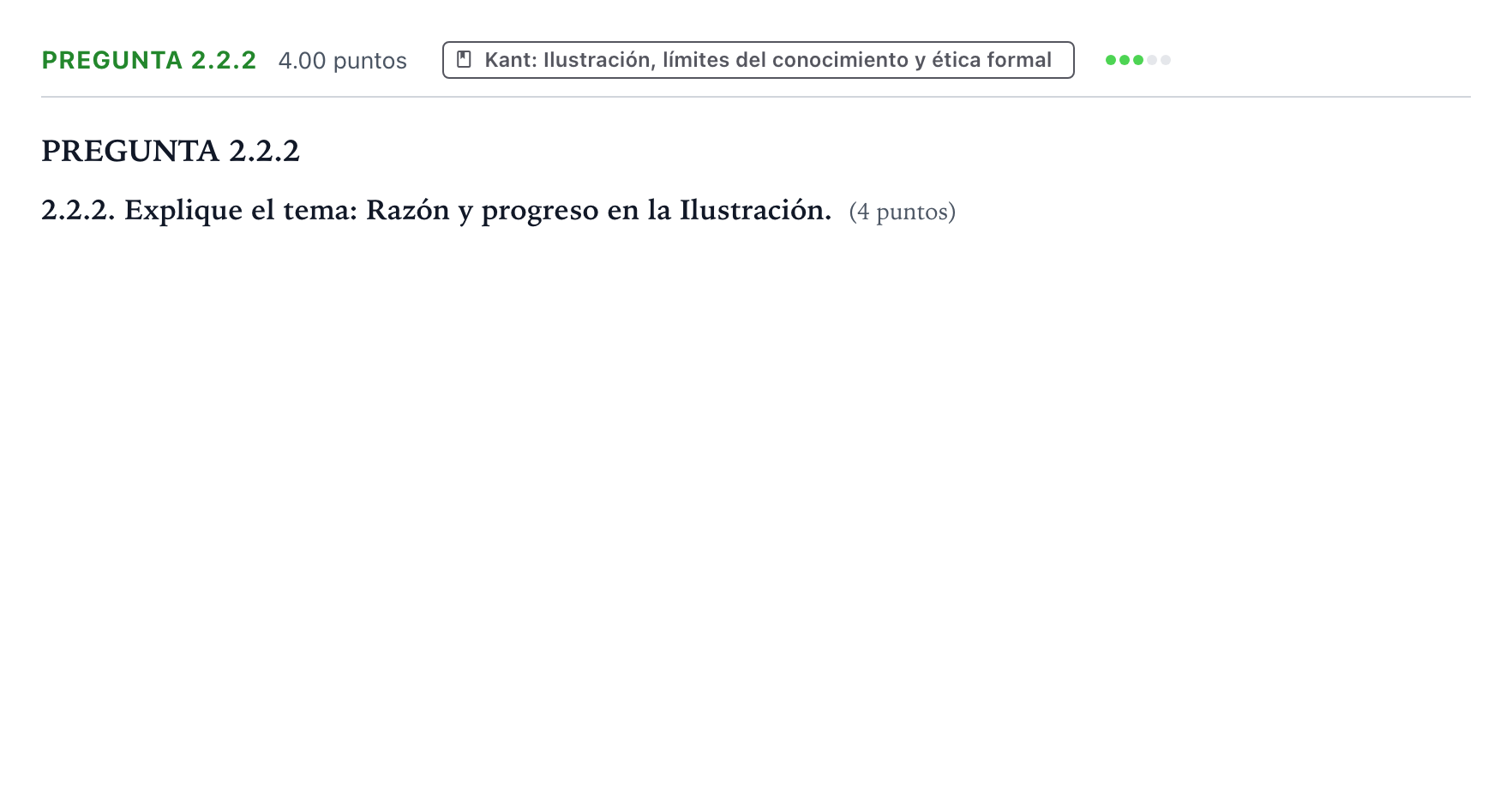 Enunciado: Pregunta 2.2.2 · Historia de la Filosofía PAU Galicia Extraordinaria 2022