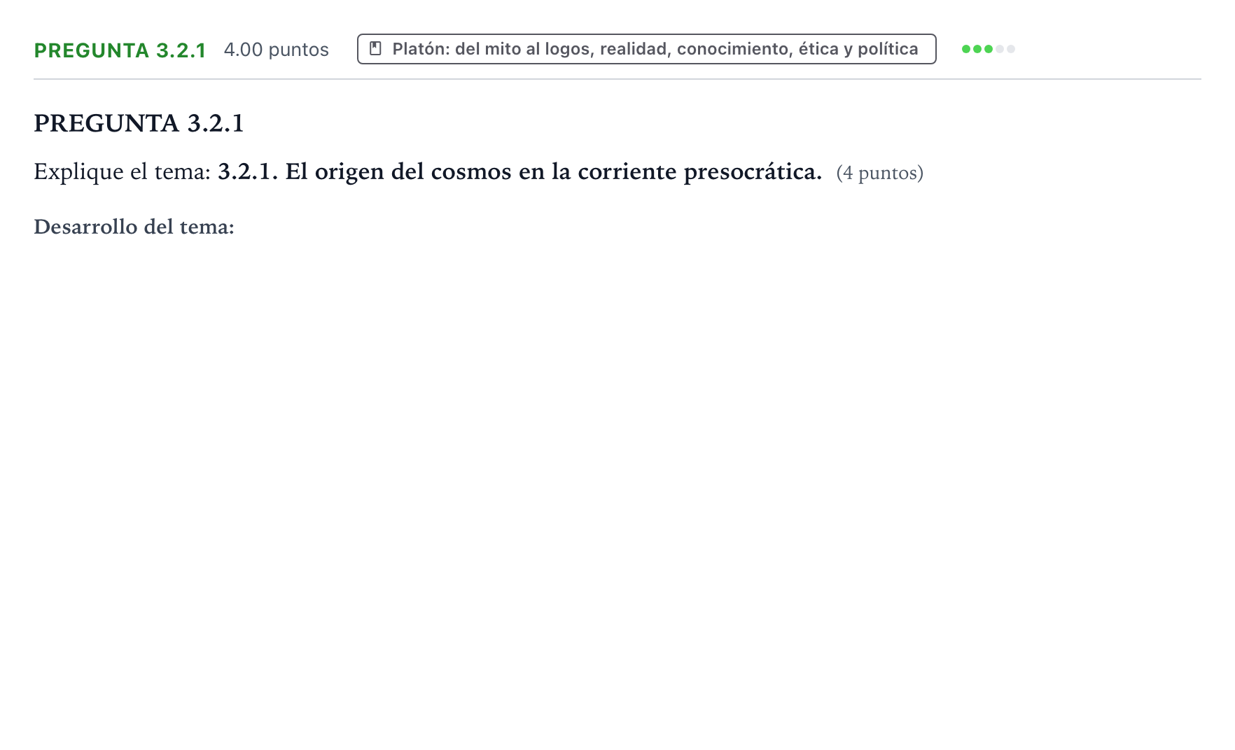 Enunciado: Pregunta 3.2.1 · Historia de la Filosofía PAU Galicia Extraordinaria 2022