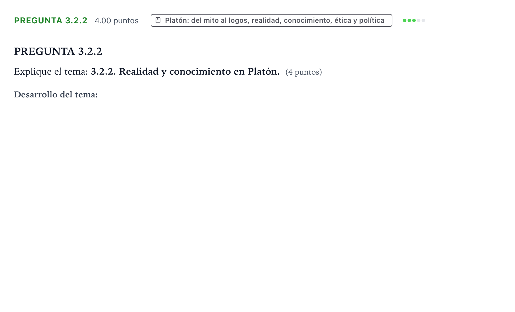 Enunciado: Pregunta 3.2.2 · Historia de la Filosofía PAU Galicia Extraordinaria 2022