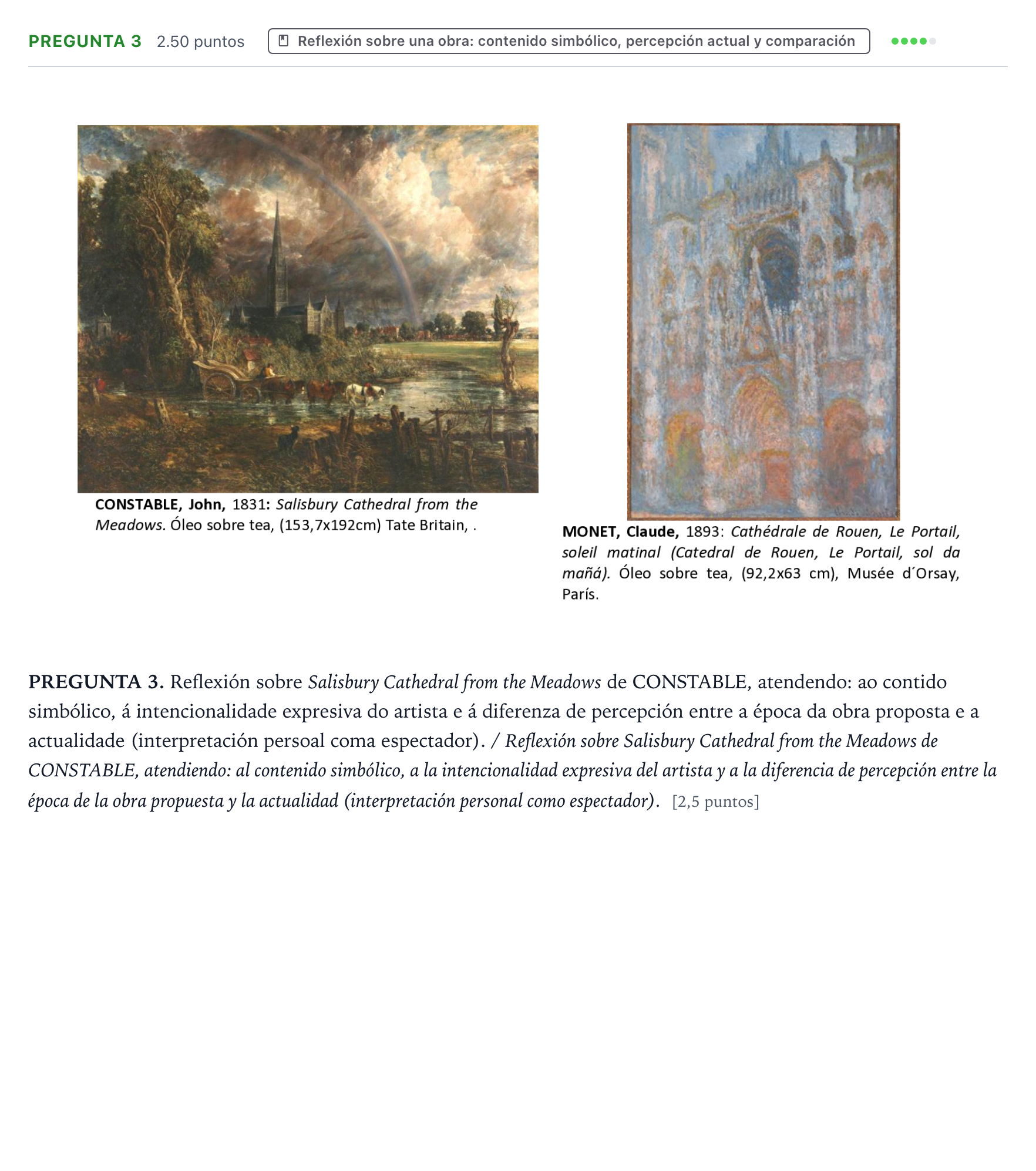 Enunciado: Pregunta 3 · Fundamentos Artísticos PAU Galicia Ordinaria 2022