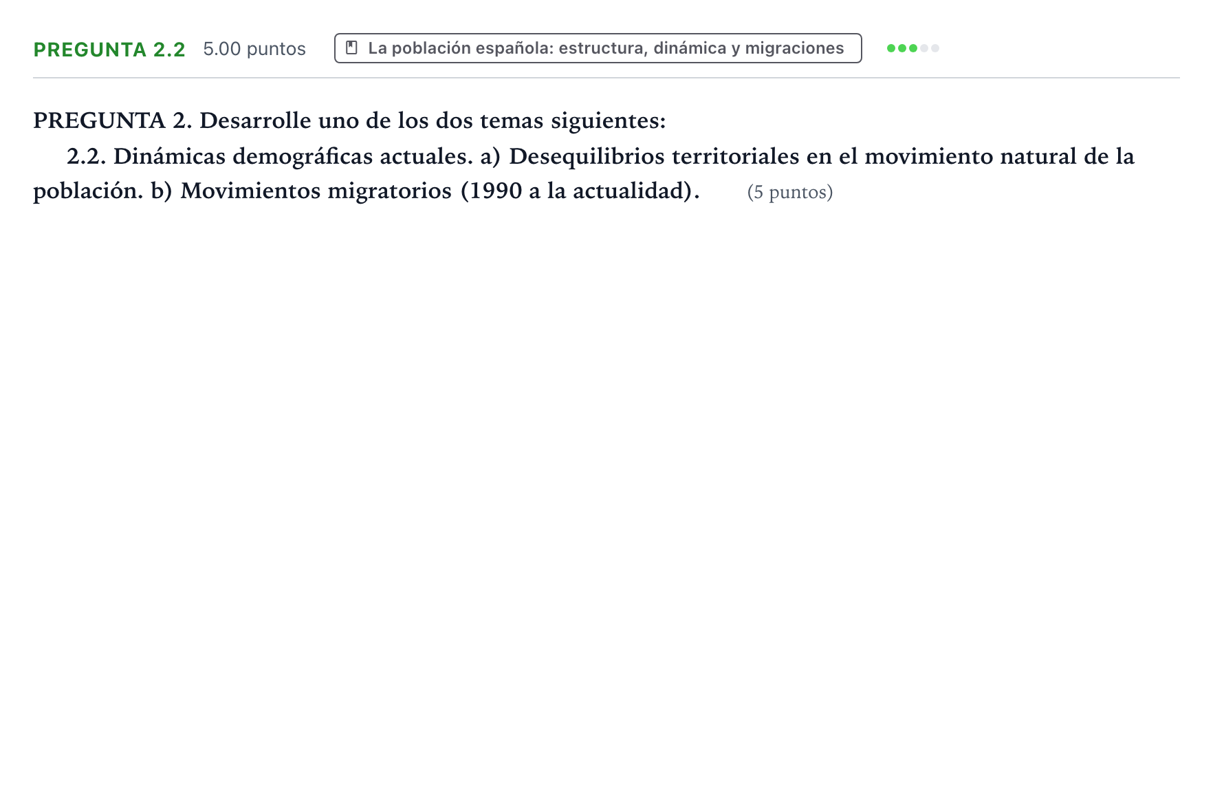 Enunciado: Pregunta 2.2 · Geografía PAU Galicia Ordinaria 2022