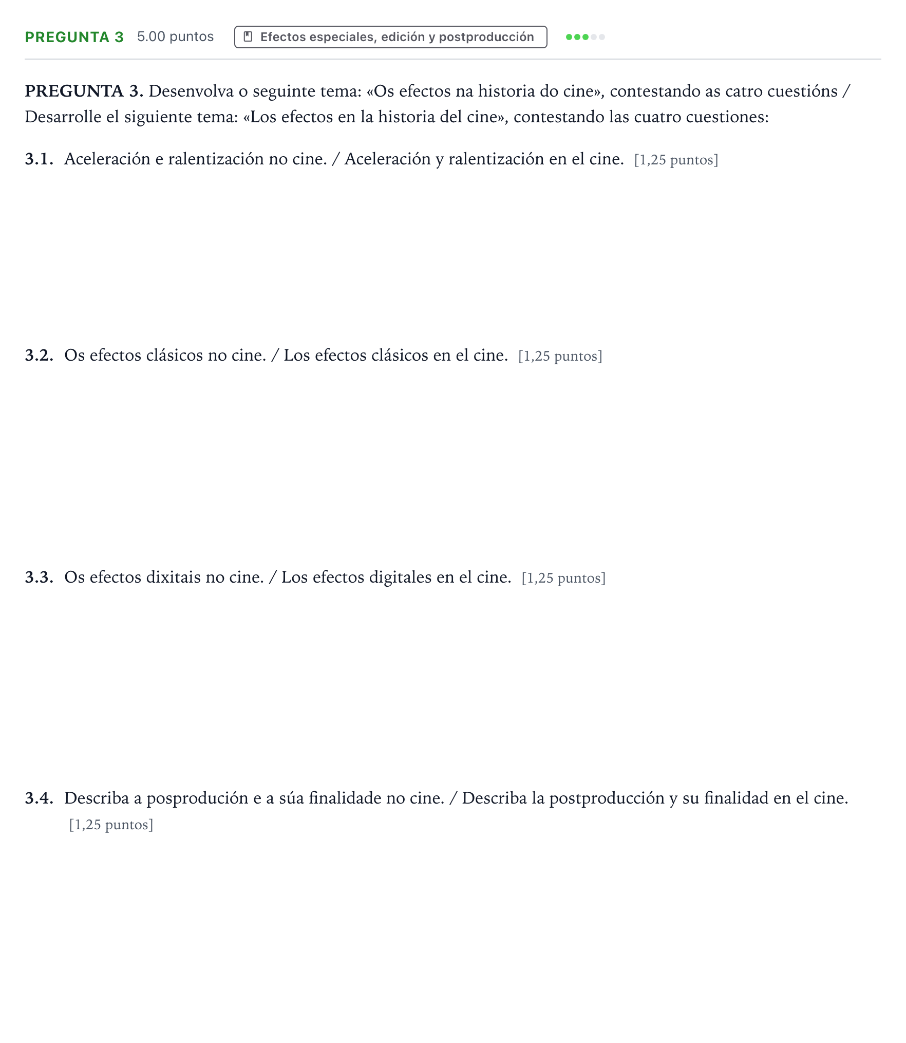 Enunciado: Pregunta 3 · Cultura Audiovisual II PAU Galicia Ordinaria 2022