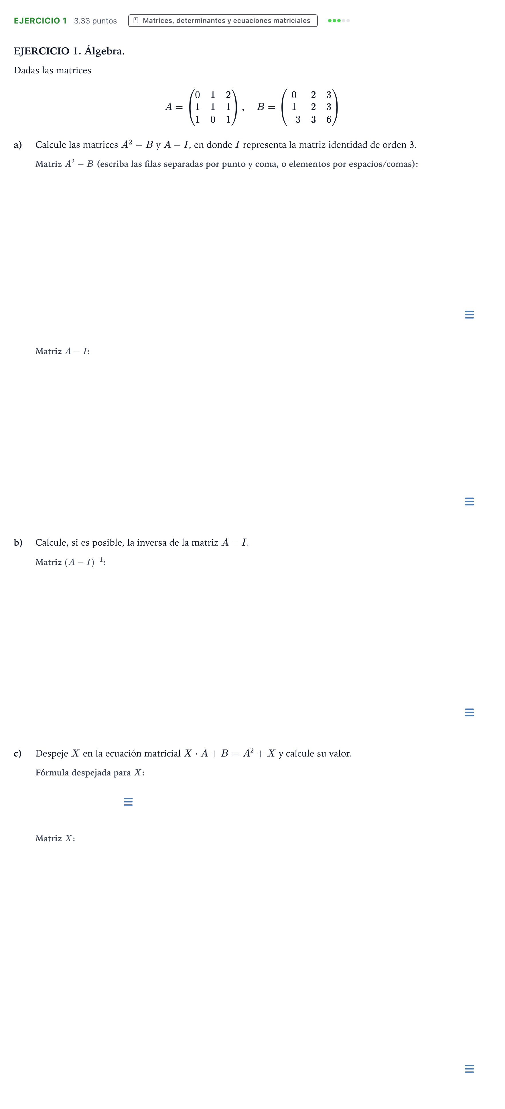 Enunciado: Ejercicio 1 · Matemáticas aplicadas a las Ciencias Sociales II PAU Galicia Ordinaria 2022
