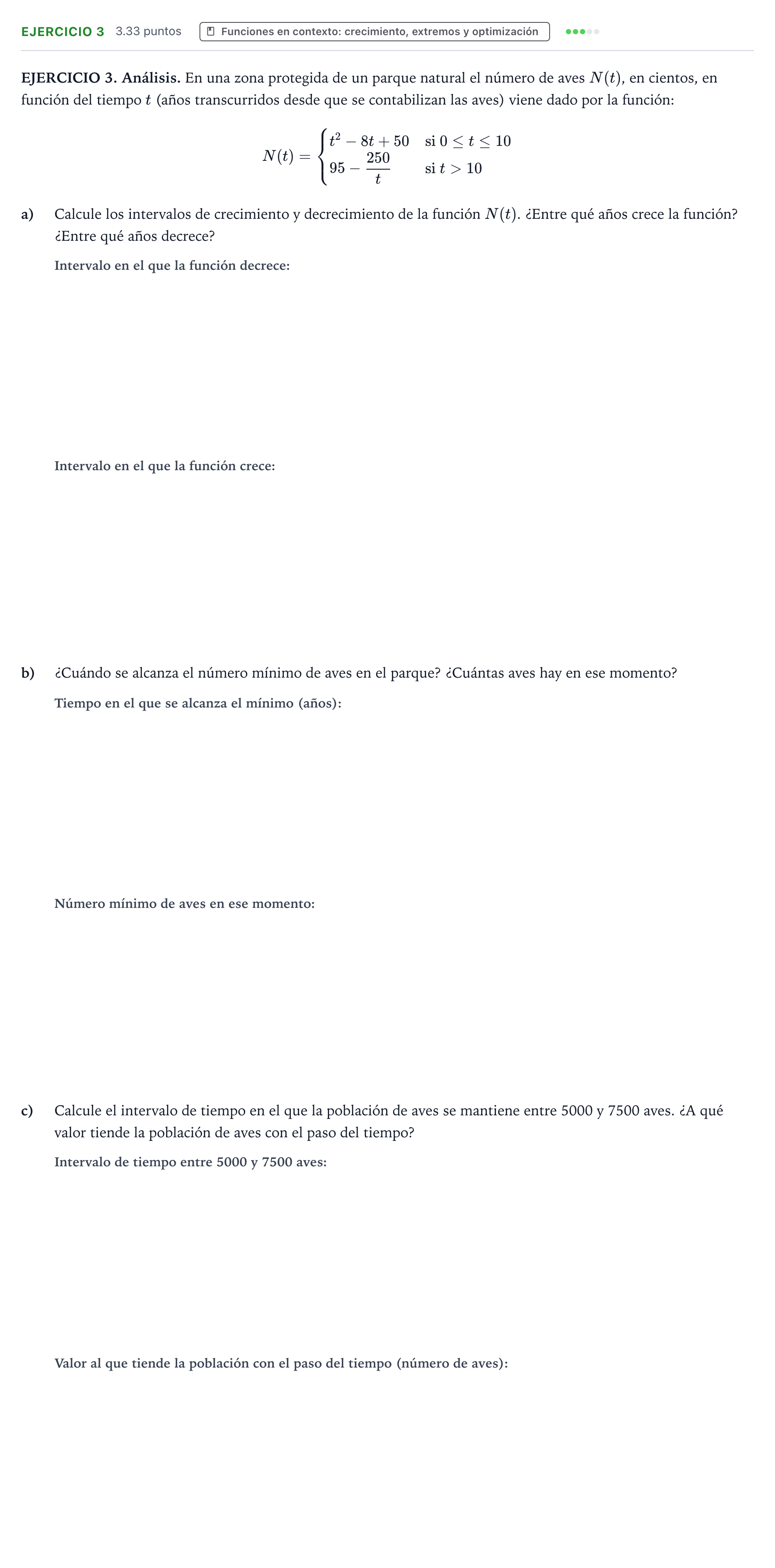 Enunciado: Ejercicio 3 · Matemáticas aplicadas a las Ciencias Sociales II PAU Galicia Ordinaria 2022