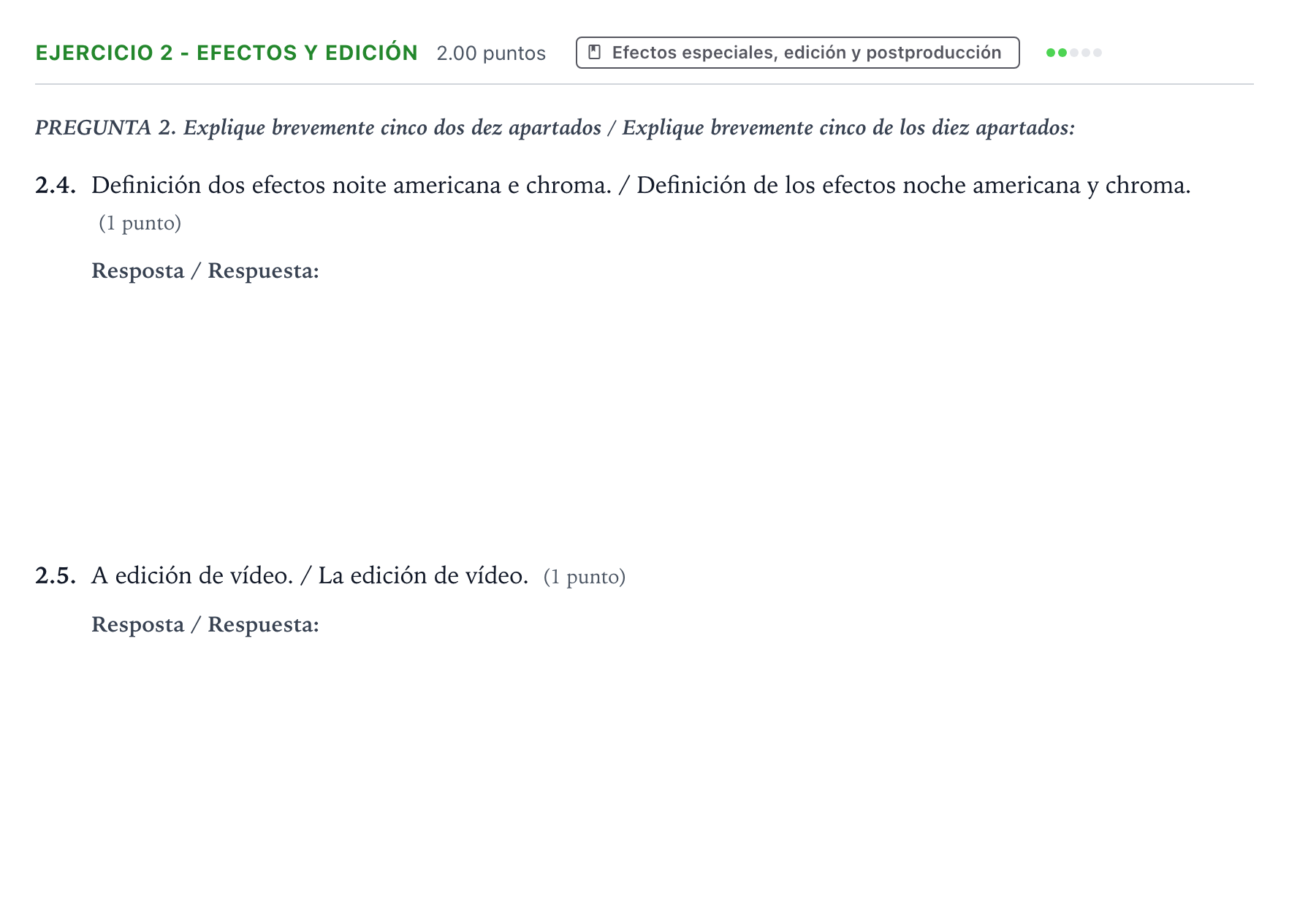 Enunciado: Ejercicio 2 - Efectos y edición · Cultura Audiovisual II PAU Galicia Extraordinaria 2022