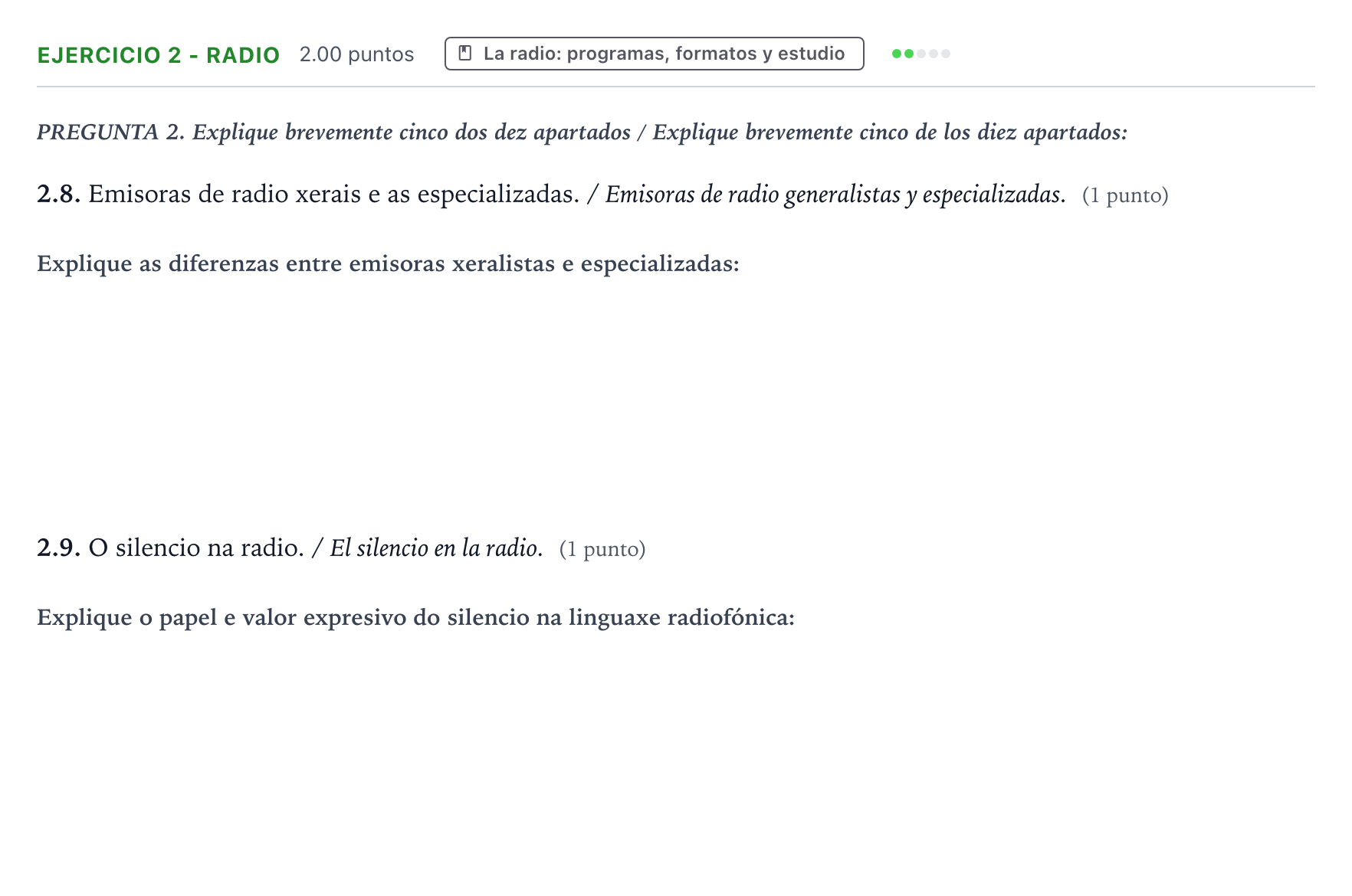 Enunciado: Ejercicio 2 - Radio · Cultura Audiovisual II PAU Galicia Extraordinaria 2022