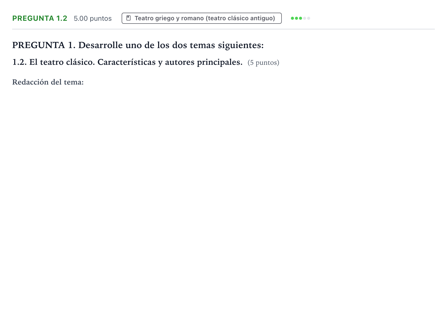 Enunciado: Pregunta 1.2 · Artes Escénicas PAU Galicia Extraordinaria 2022