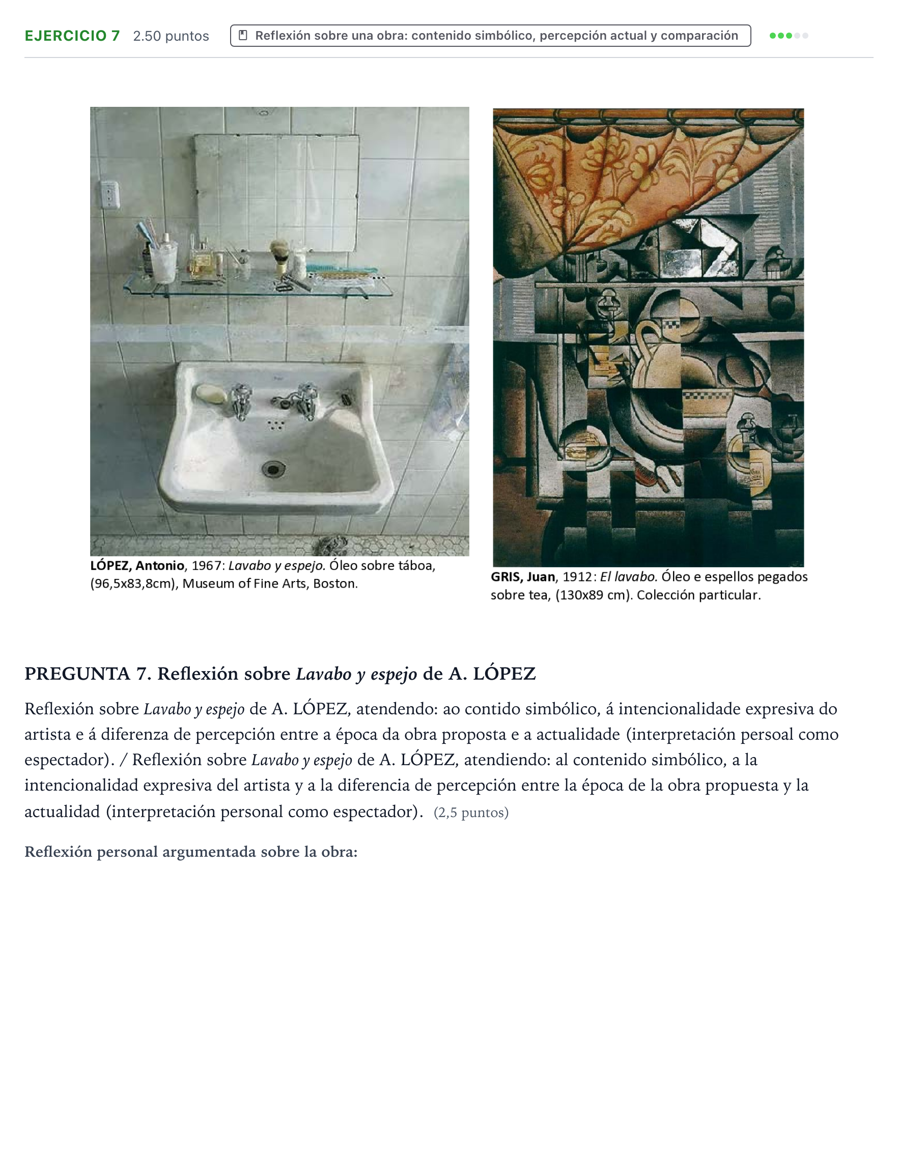 Enunciado: Problema 7 · Fundamentos Artísticos PAU Galicia Extraordinaria 2022
