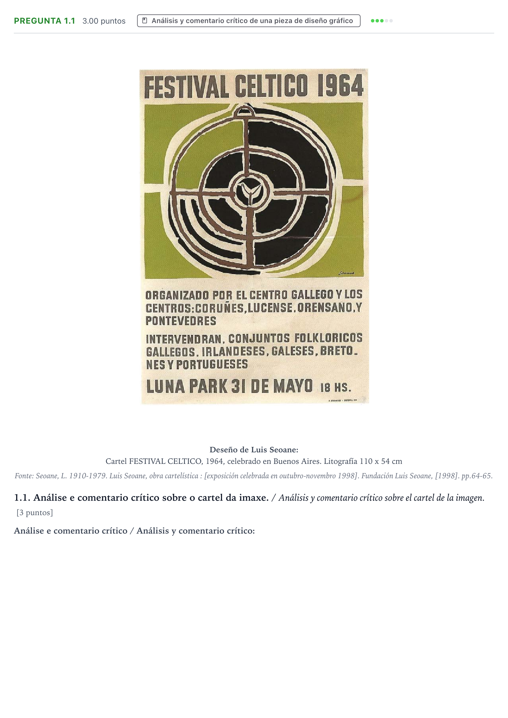 Enunciado: Pregunta 1.1 · Diseño PAU Galicia Extraordinaria 2022