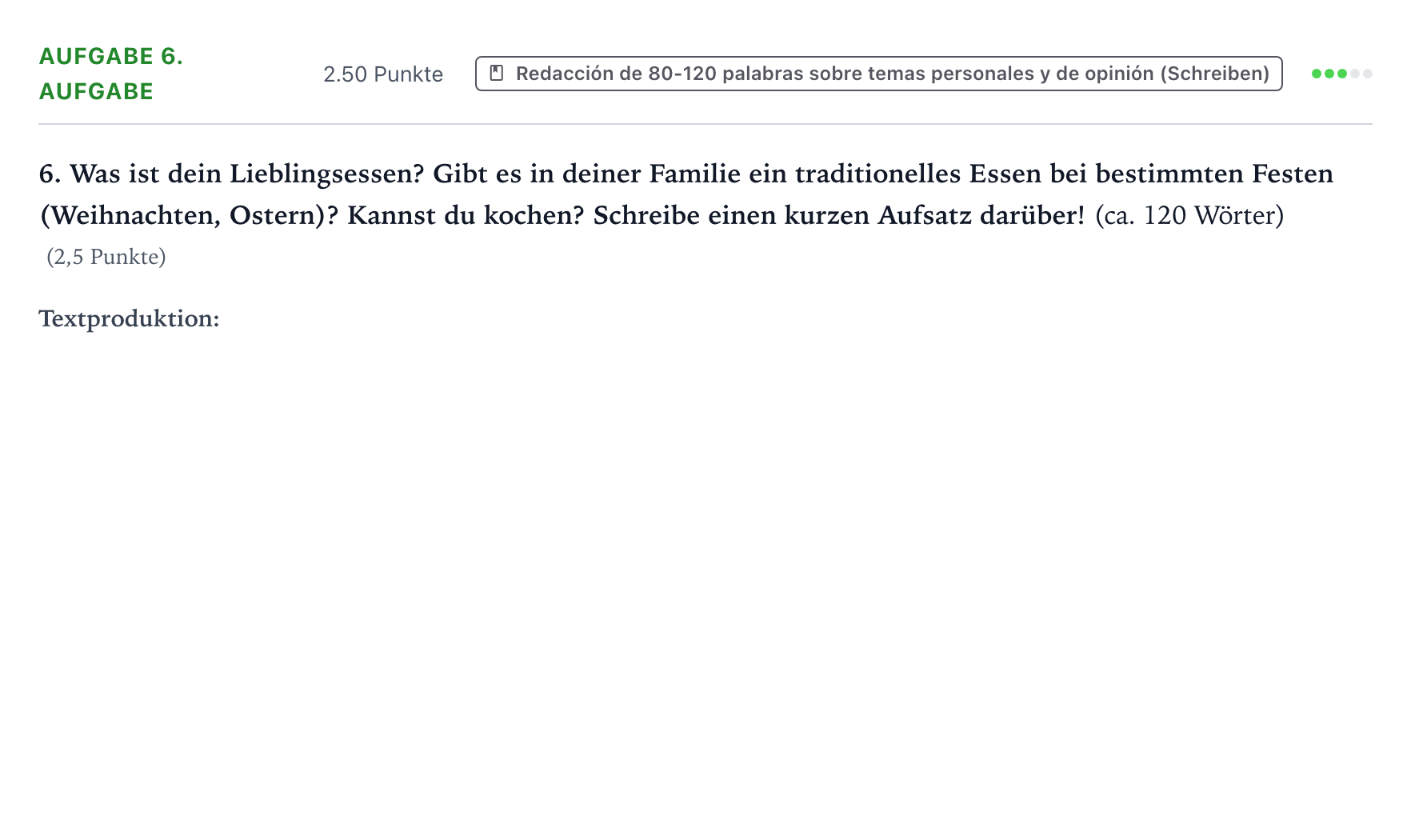 Enunciado: Ejercicio 6. Aufgabe · Alemán PAU Galicia Ordinaria 2021