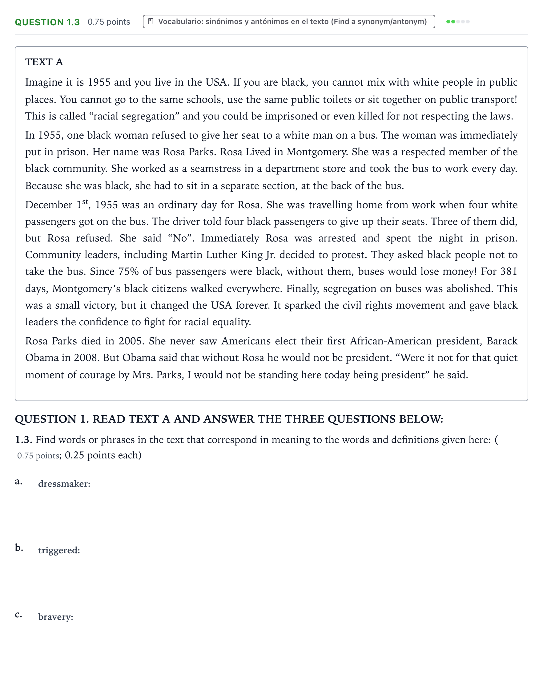 Enunciado: Question 1.3 · Inglés PAU Galicia Ordinaria 2021