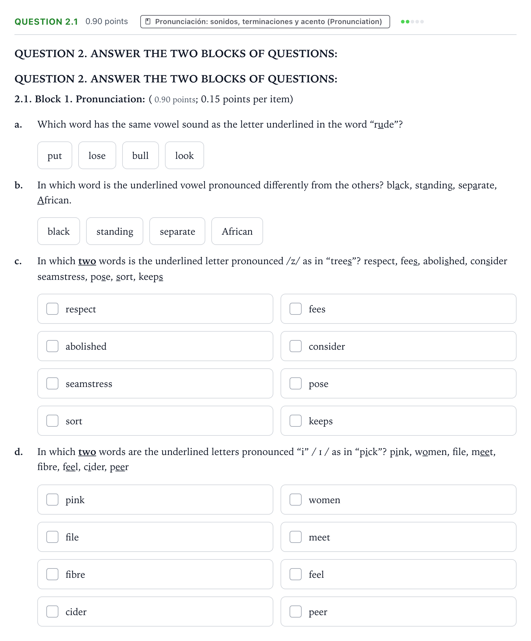 Enunciado: Question 2.1 · Inglés PAU Galicia Ordinaria 2021