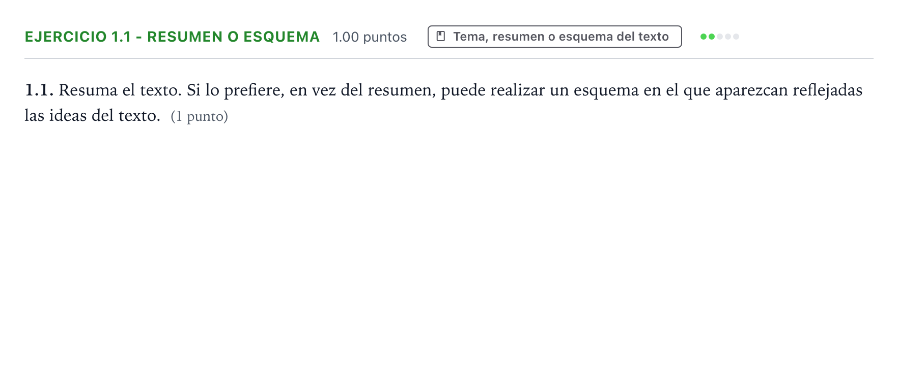 Enunciado: Ejercicio 1.1 - Resumen o esquema · Lengua Castellana y Literatura II PAU Galicia Extraordinaria 2021