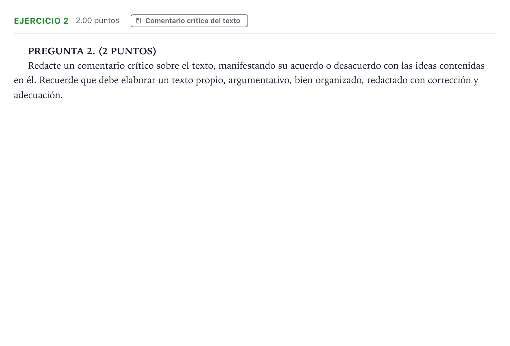 Enunciado: Problema 2 · Lengua Castellana y Literatura II PAU Galicia Extraordinaria 2021