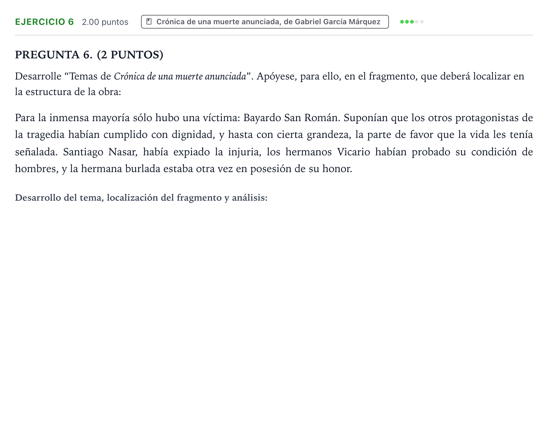 Enunciado: Problema 6 · Lengua Castellana y Literatura II PAU Galicia Extraordinaria 2021