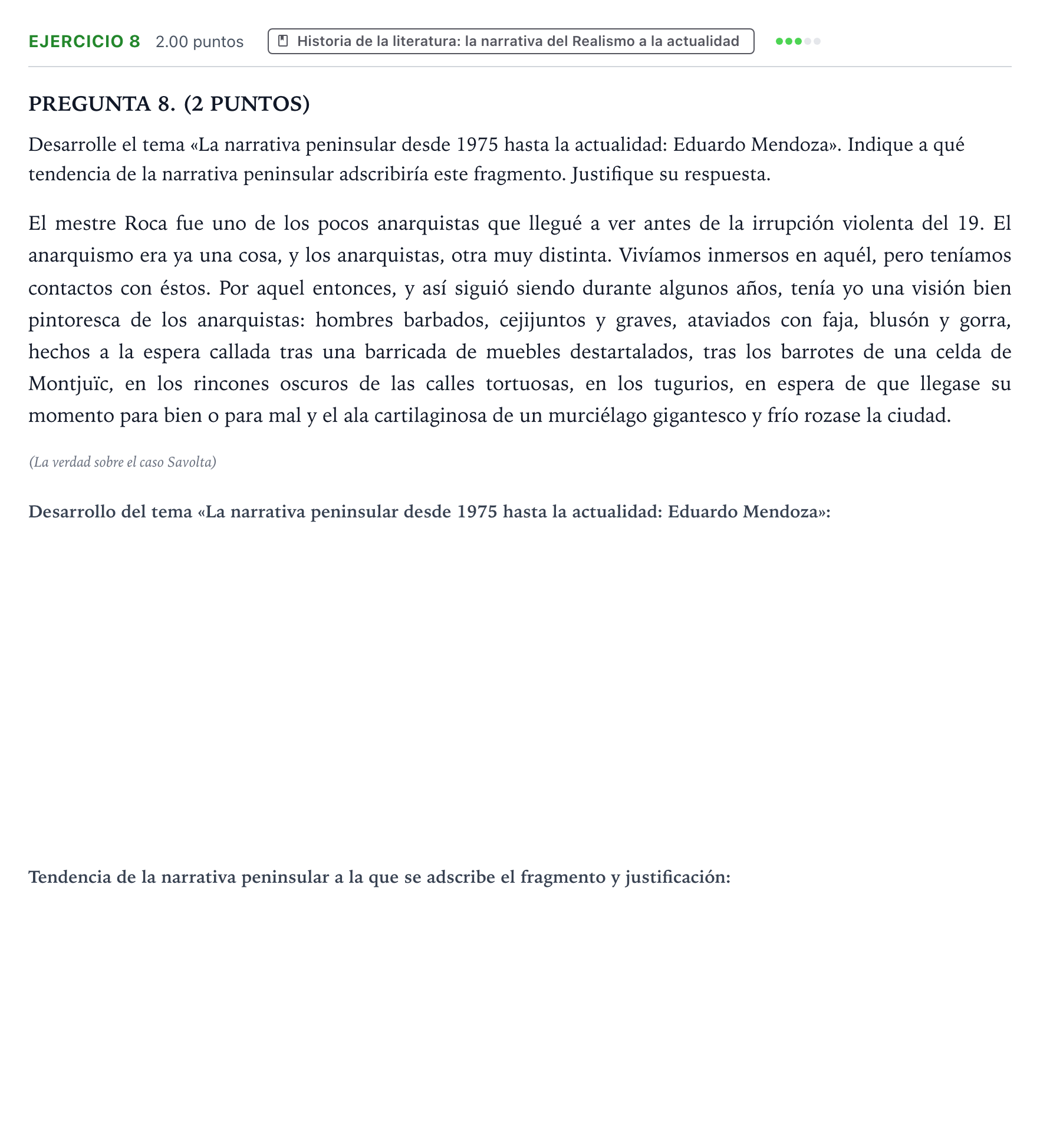 Enunciado: Problema 8 · Lengua Castellana y Literatura II PAU Galicia Extraordinaria 2021