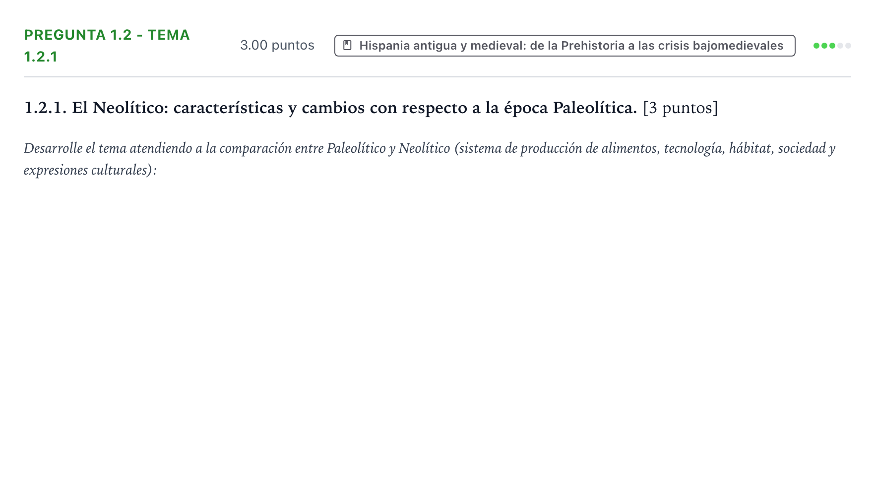 Enunciado: Pregunta 1.2 - Tema 1.2.1 · Historia de España PAU Galicia Extraordinaria 2021