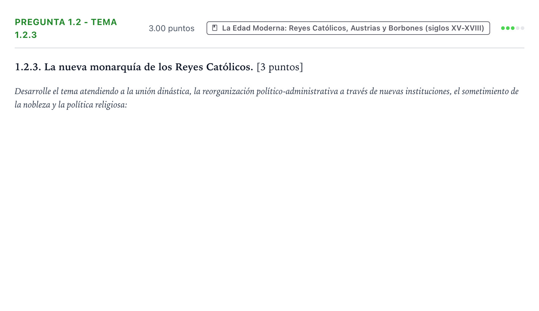 Enunciado: Pregunta 1.2 - Tema 1.2.3 · Historia de España PAU Galicia Extraordinaria 2021